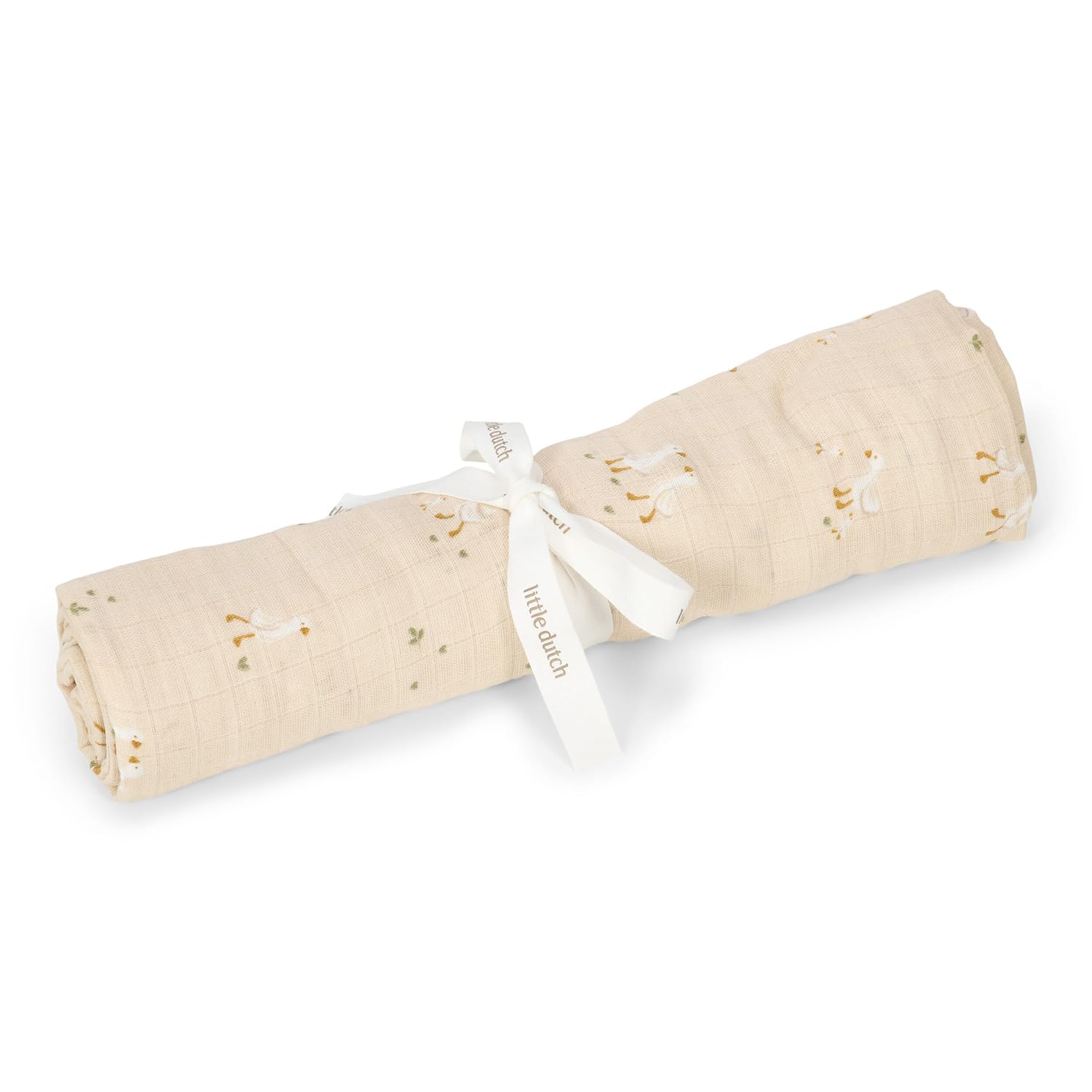 Musselin Swaddle Tuch / Pucktuch Little Goose - Newborn Naturals beige (120x120 cm)