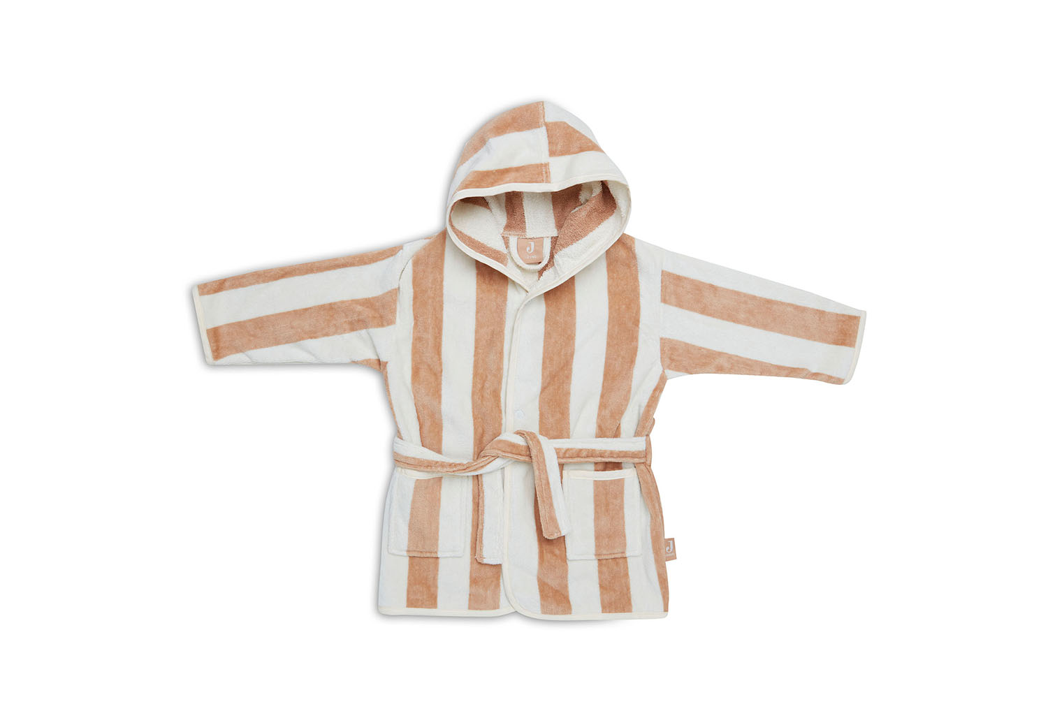 Bademantel Stripe Frottee biscuit / weiß (3-4 Jahre)