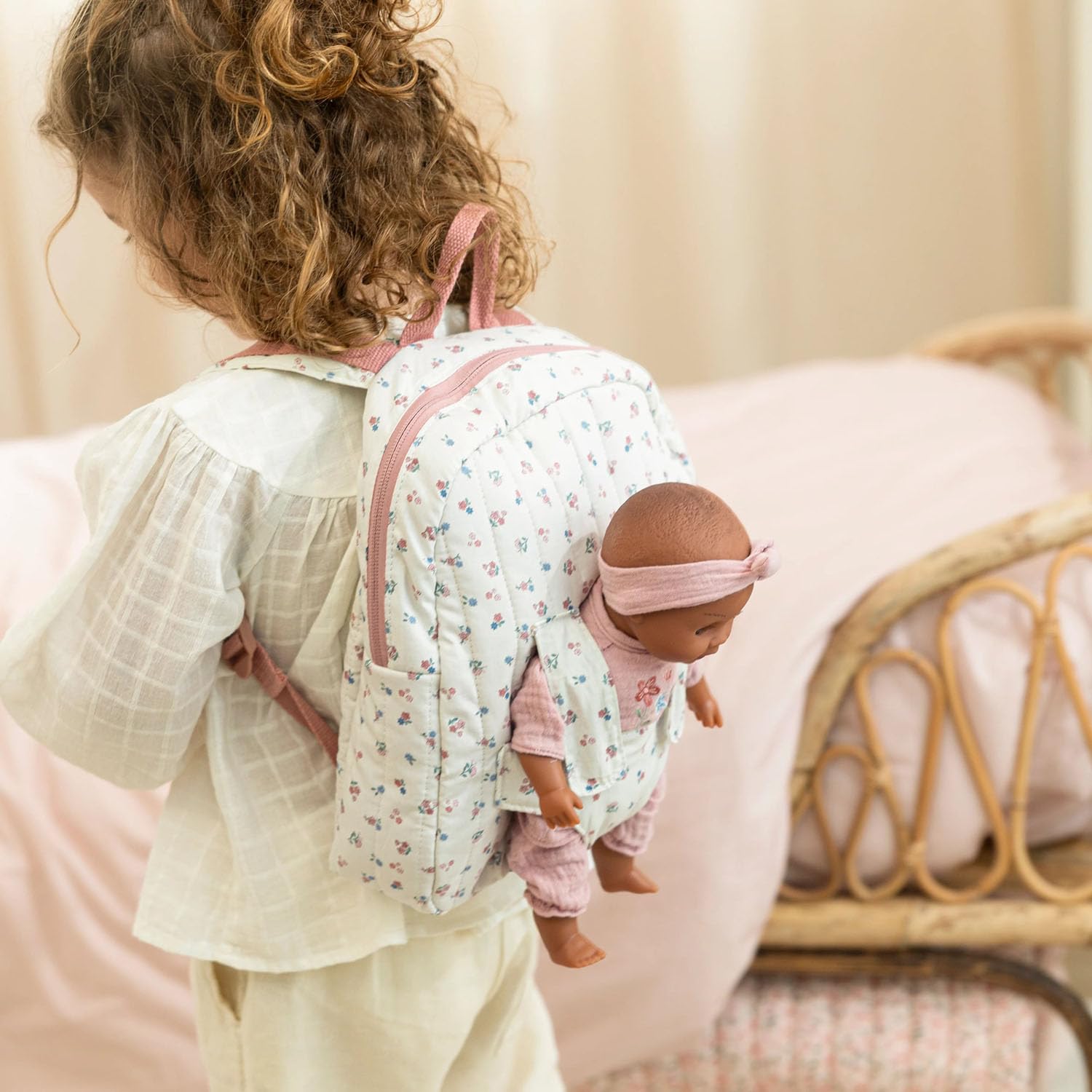 Puppenrucksack 2-in-1 - Essentials rosa/weiß
