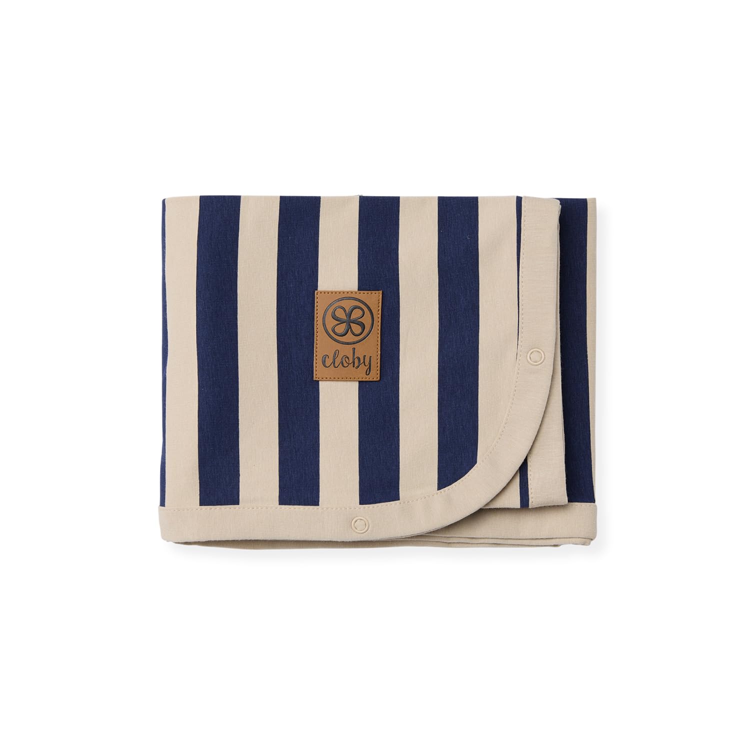 Decke mit UV-Schutz (UPF 50+) - Navy Stripe - blau / beige (95x73 cm)