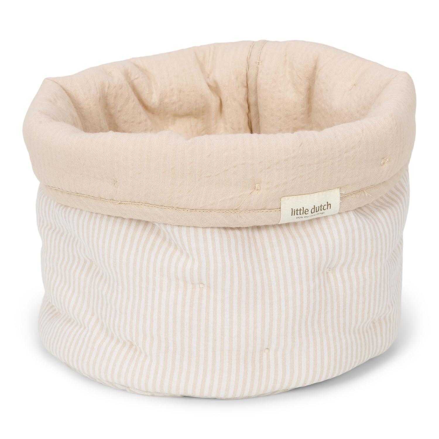 Wickeltischkörbchen rund klein wendbar Pure Soft Beige Stripe - Essentials