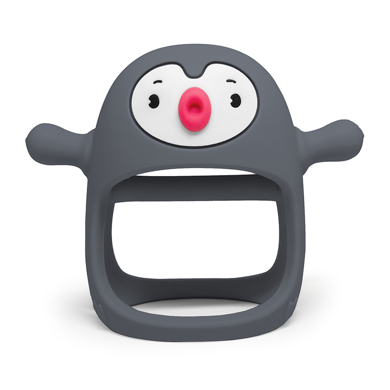 Beißring Silikon Pinguin blaugrau
