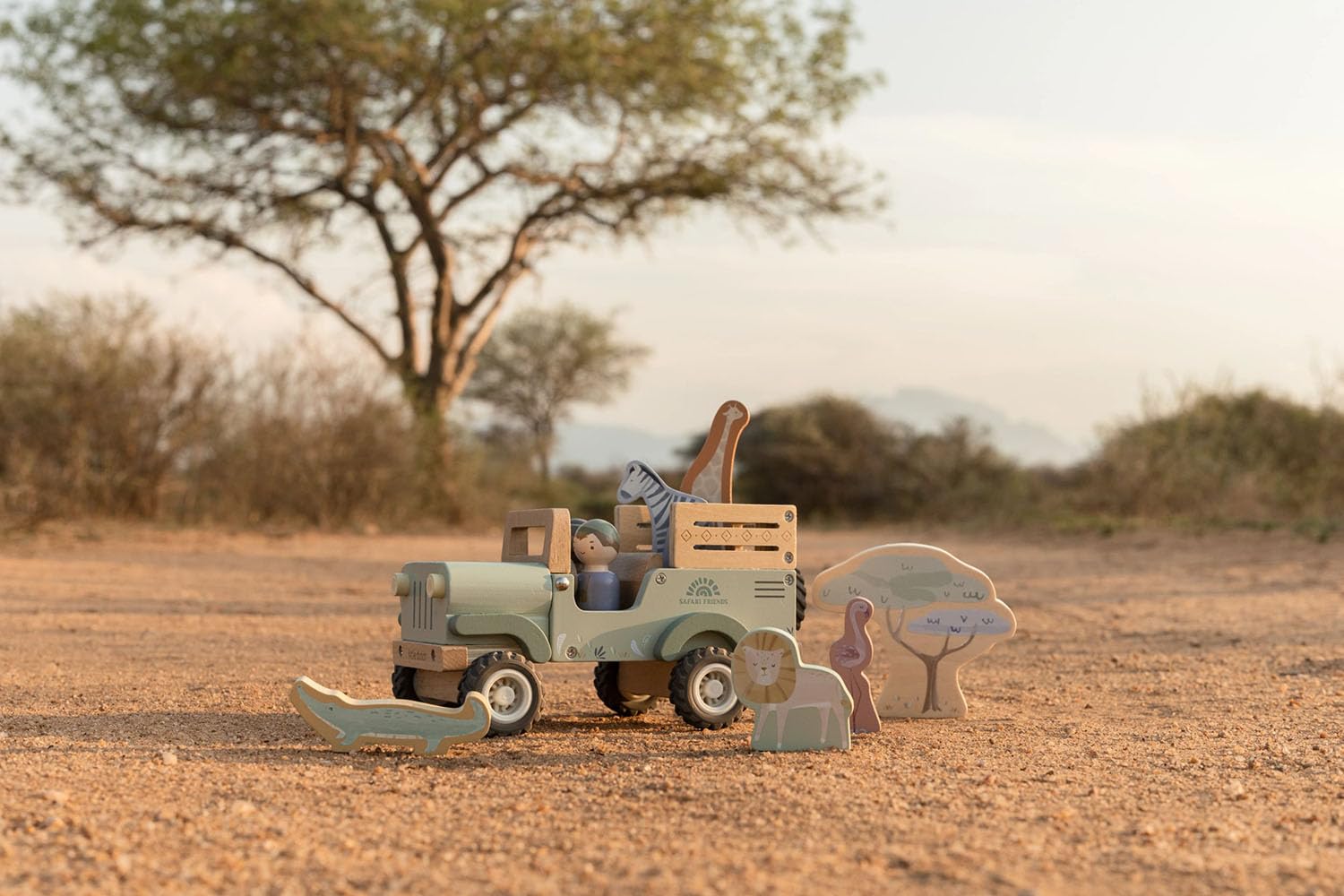 Holz Steckspiel Safari-Auto - Safari Fiends grün