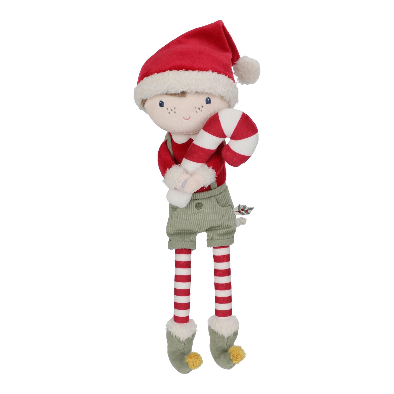 Stoffpuppe Jim mit Zuckerstange - Weihnachten (35 cm)