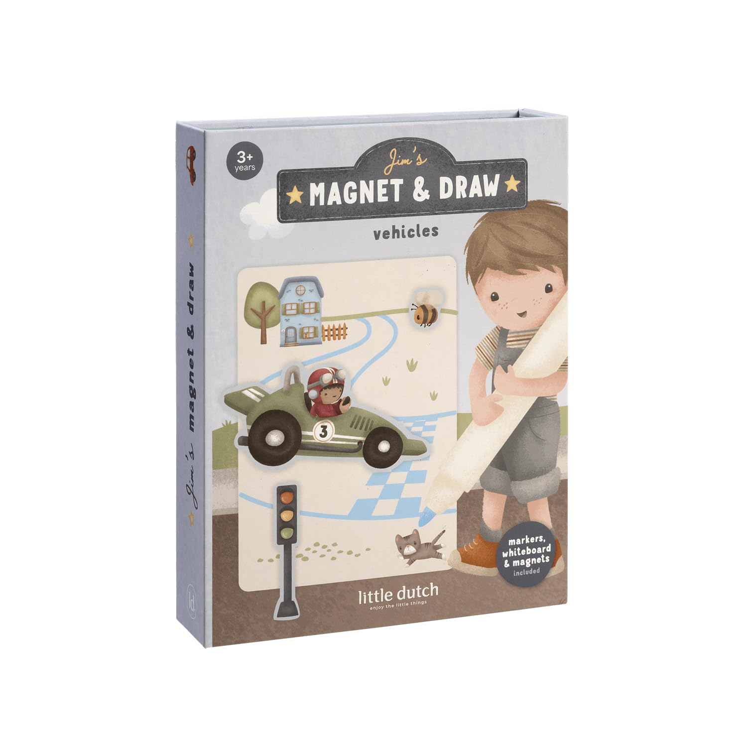 Magnetische Spielbox / Spielbuch - Jim's Vehicles blau