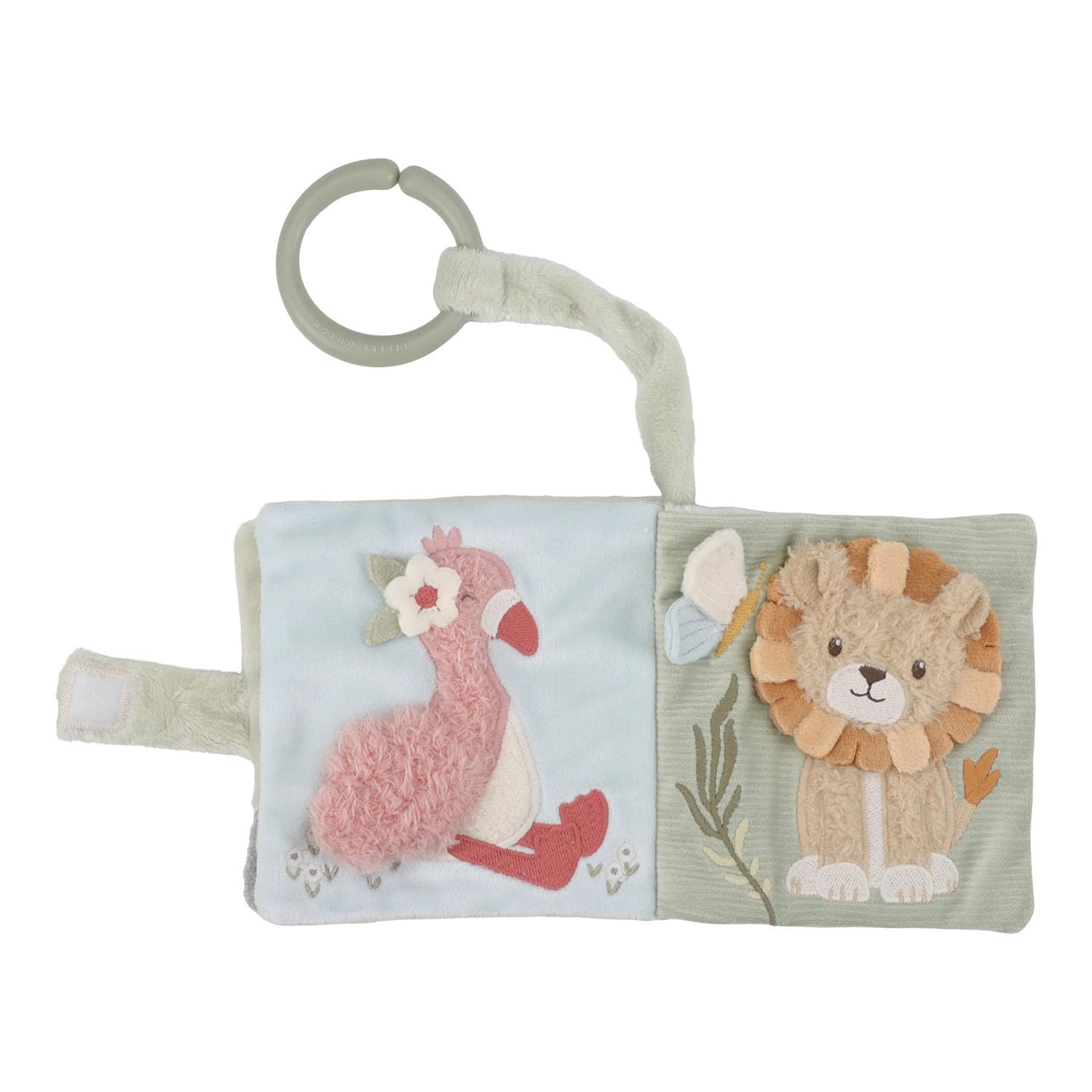 Stoffbuch Fühlbuch für Babyschale, Buggy und Kinderwagen - Safari Friends grün