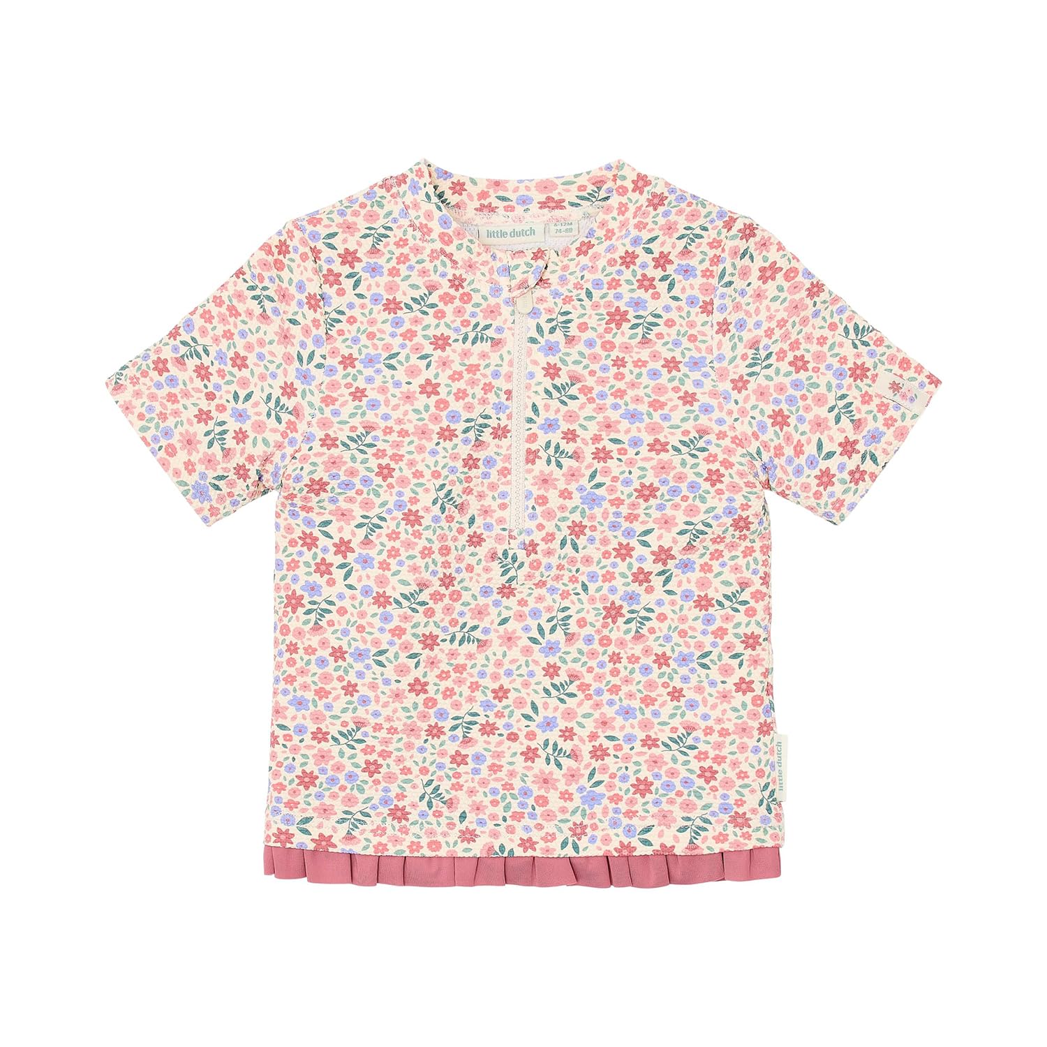 Schwimmshirt mit Rüschen kurzarm - Dreamy Flowerfield rosa (Gr. 74/80)