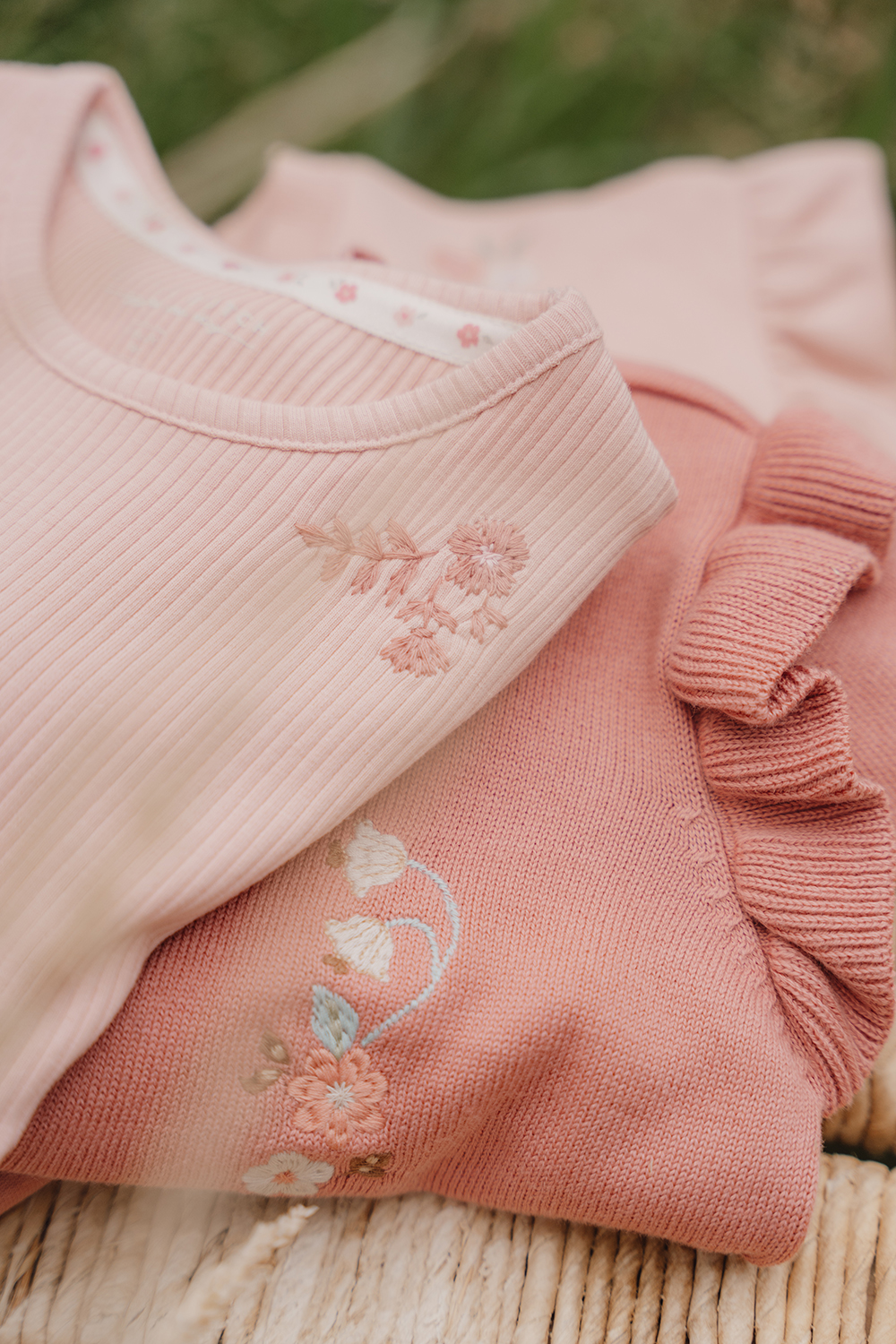 Long Sleeve Shirt / Langarmshirt Rippe - Little Farm soft rose (Gr. 98)