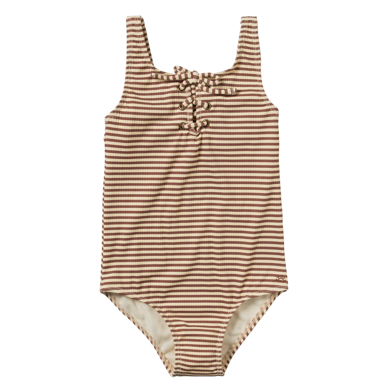 Badeanzug ärmellos - Rib Stripe / Suze braun (Gr. 122/128)