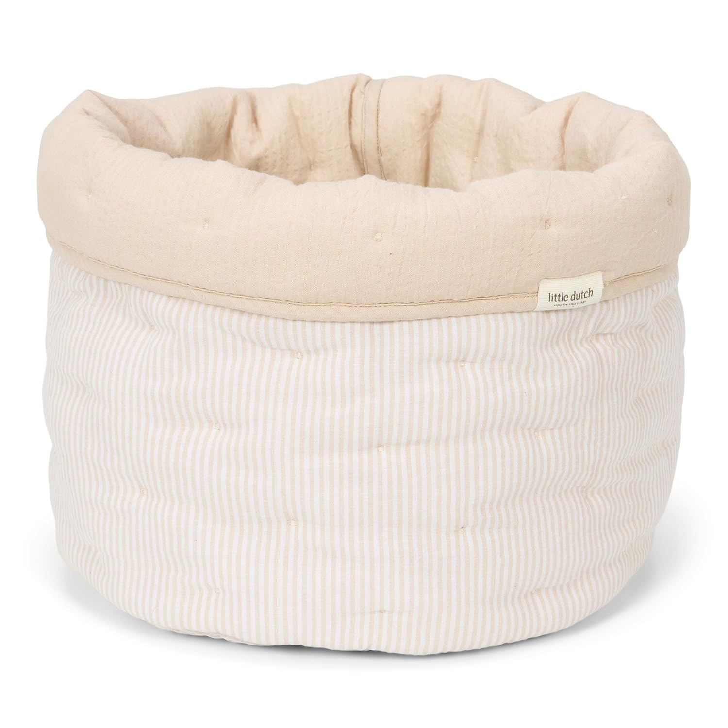 Wickeltischkörbchen / Aufbewahrungskorb rund groß wendbar Pure Soft Beige Stripe - Essentials