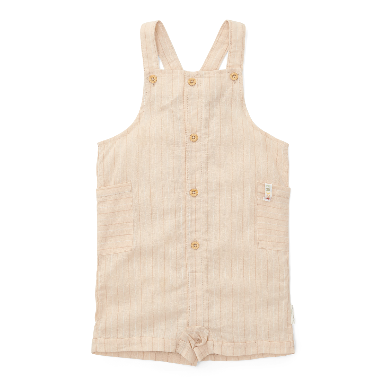 Latzhose kurz Sand Stripes - Little Farm beige (Gr. 80)