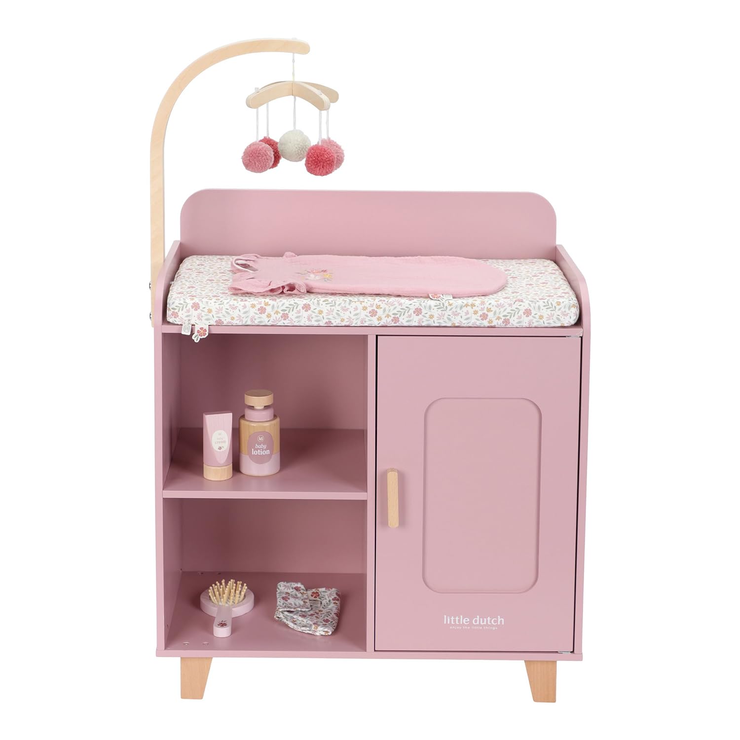 Holz Puppenwickeltisch - Essentials rosa