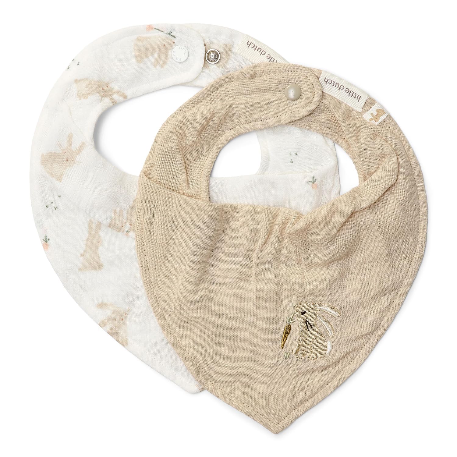 Bandana Lätzchen Halstuch 2er Set  Baby Bunny - Newborn Naturals beige / weiß