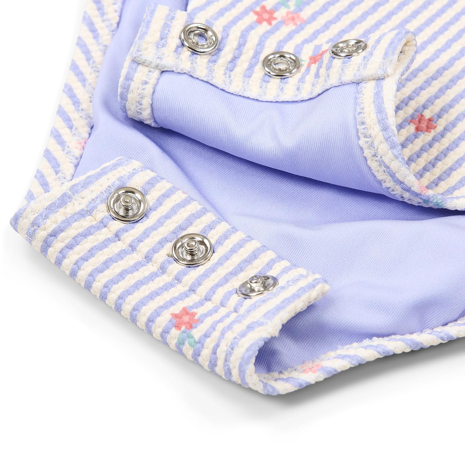 Badeanzug mit Rüschen ärmellos - Dreamy Stripes lila/weiß (Gr. 62/68)