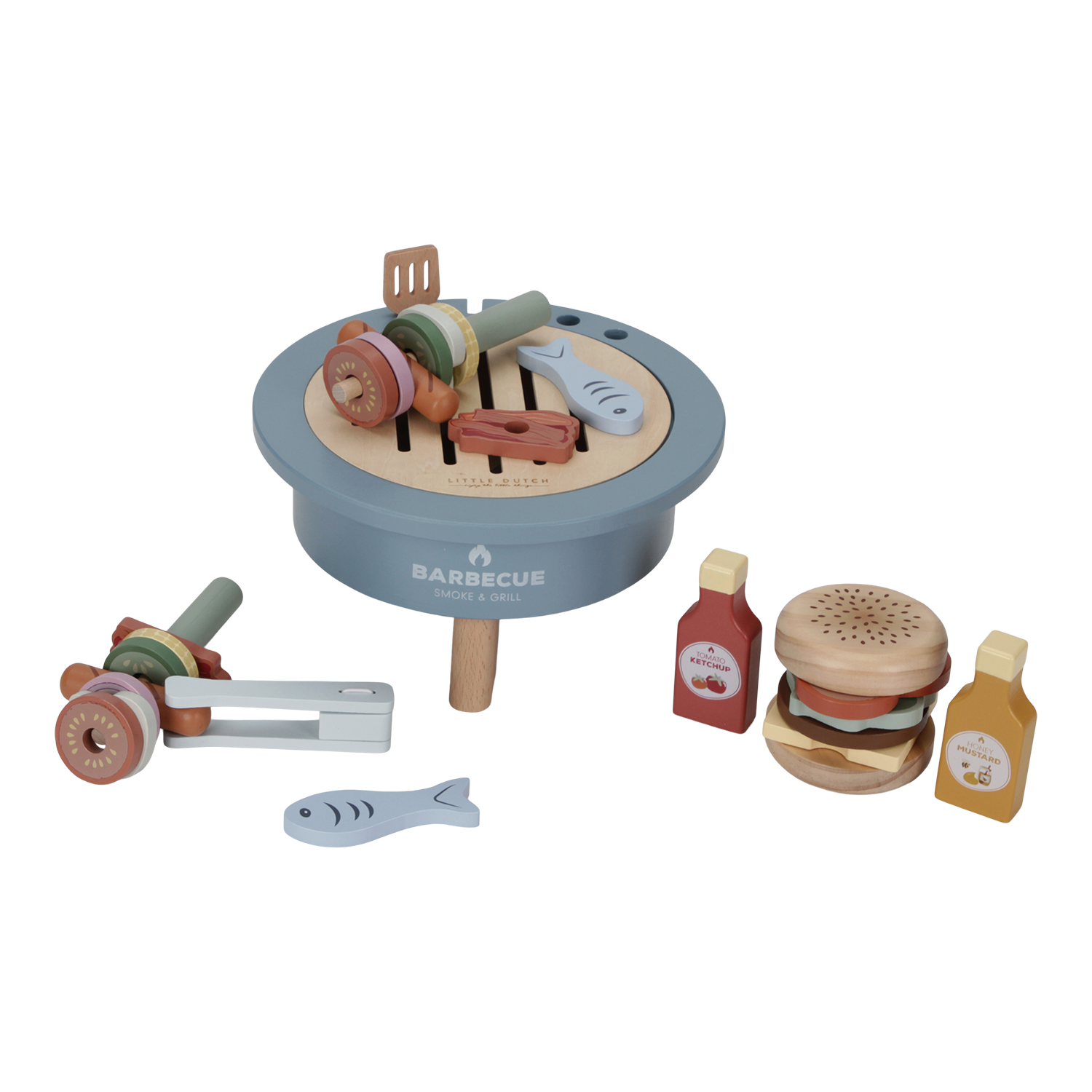 Holz Grill Set BBQ (FSC) - blau Holz Grill Set BBQ (FSC) - blau