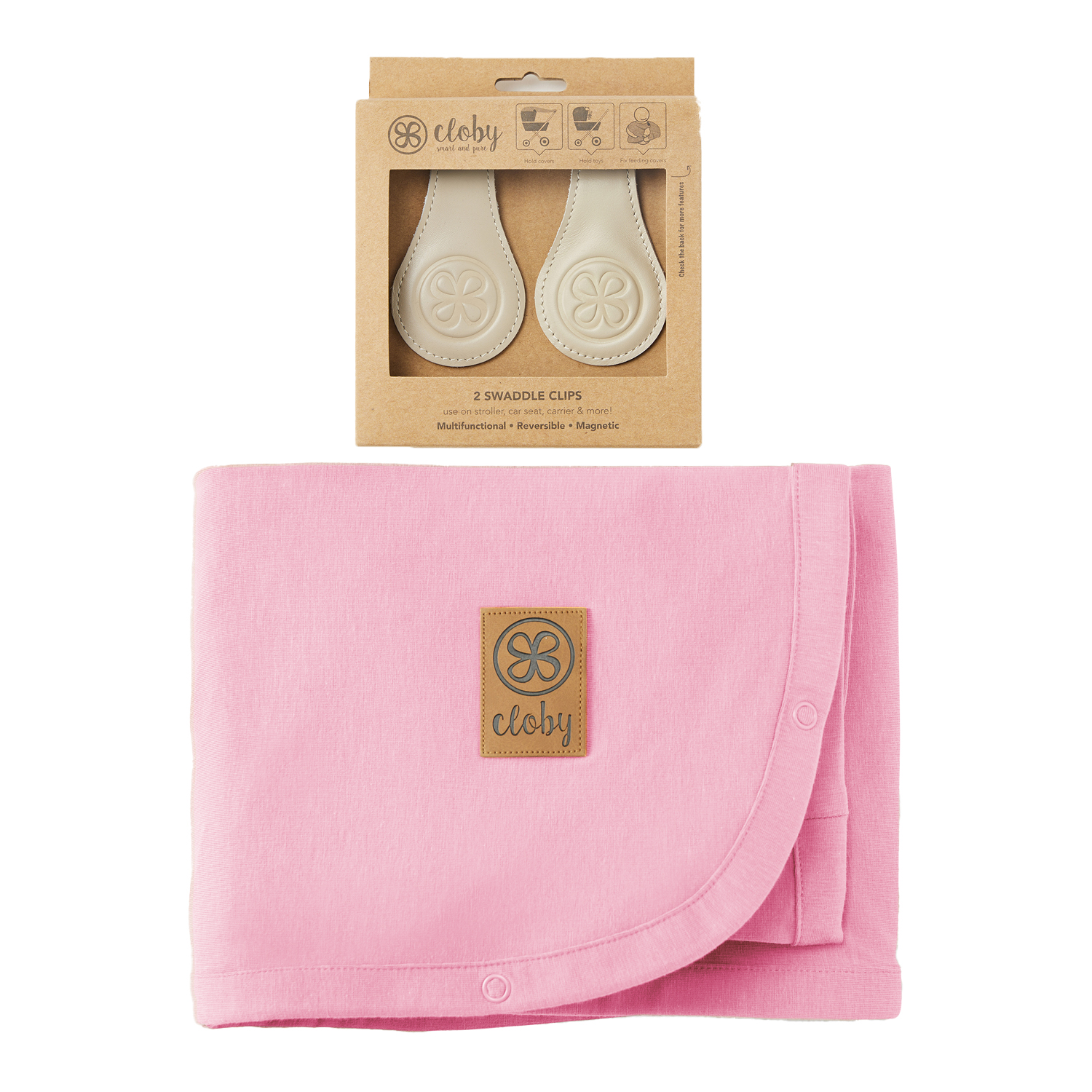 Set UV-Schutz-Decke Special Pink und magnetische Clips beige