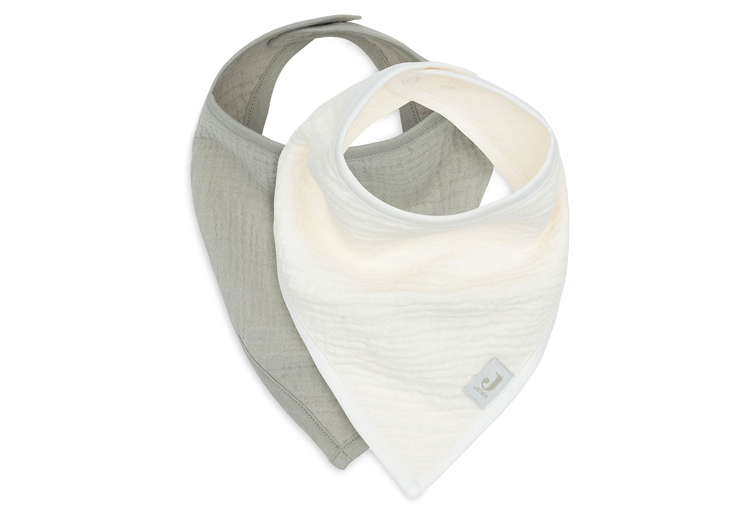 Bandana Lätzchen Halstuch 2er Set - Musselin Olive Green / Oatmeal
