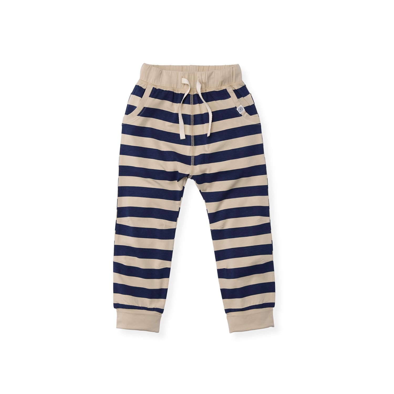 Hose / Jogginghose mit UV-Schutz (UPF 50+) Navy Stripe - blau / beige (Gr. 3-4 Jahre)