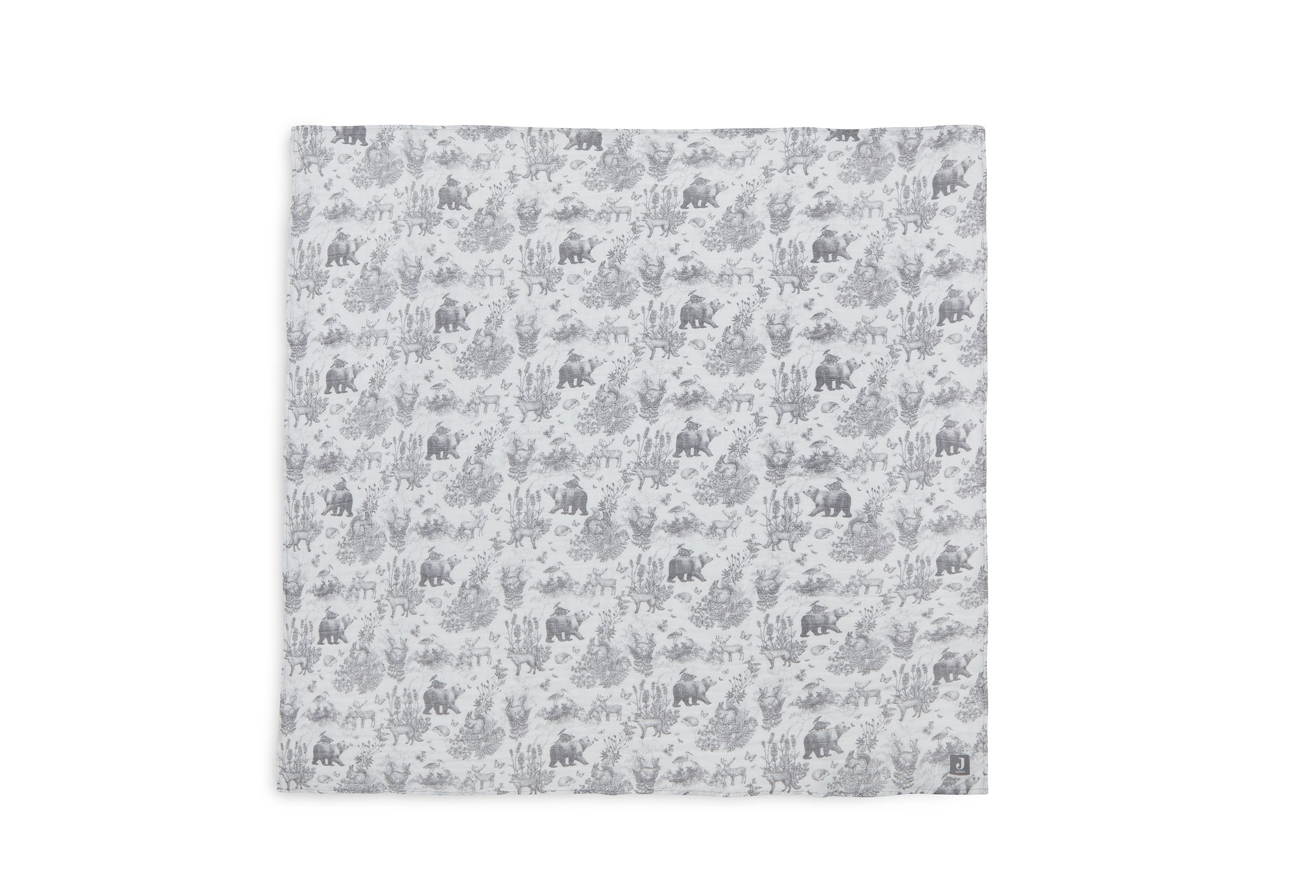 Mulltuch Swaddle Pimpelmees Forest Animals / Waldtiere grau / weiß (115x115 cm)