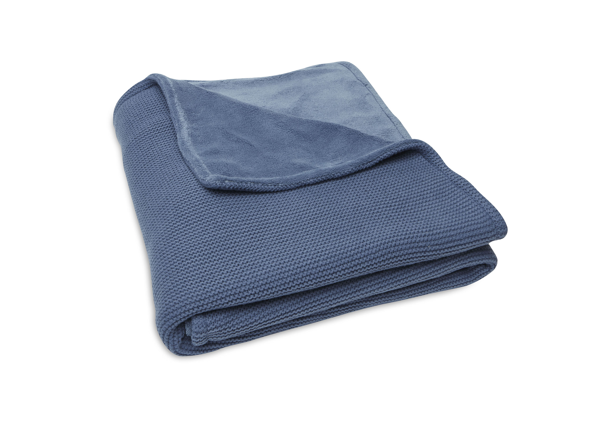 Babydecke Strickdecke mit Fleece Basic Knit jeans blau (75x100 cm)