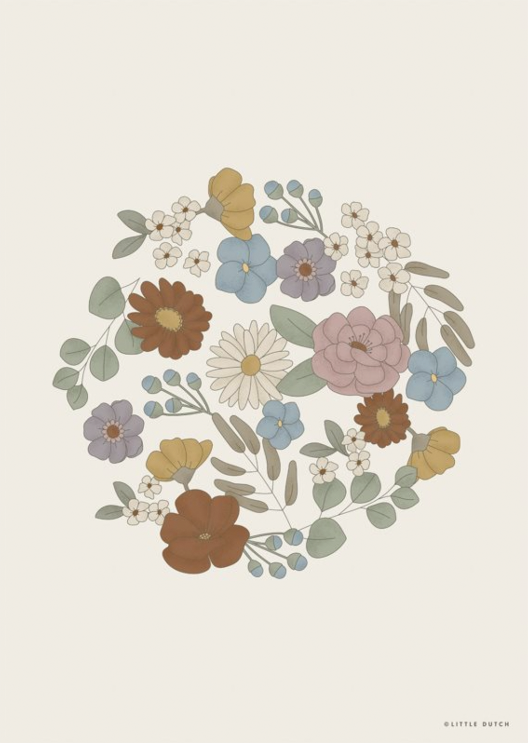 Poster A3 2-seitig Vintage Little Flowers