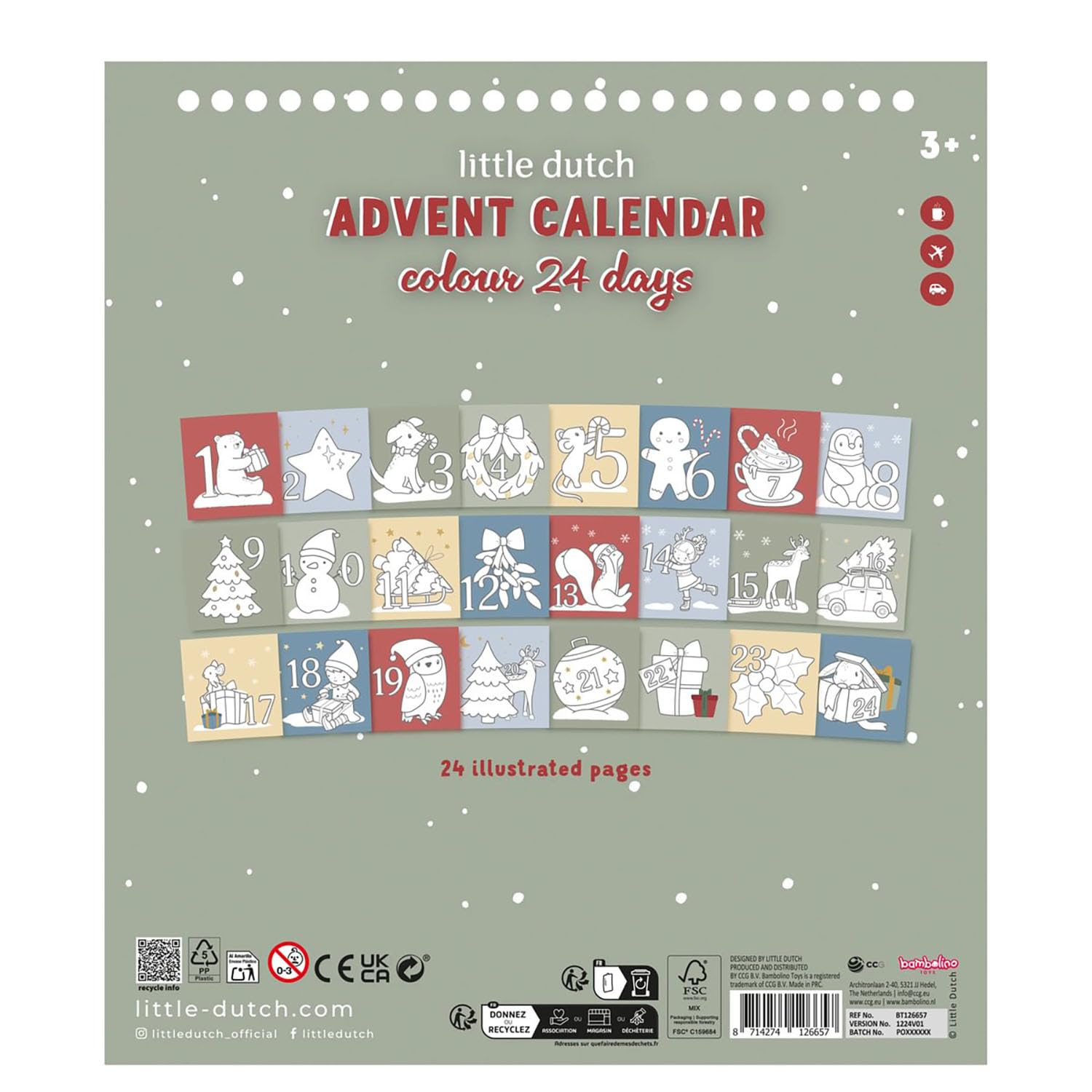 Adventskalender Malbuch / Colouring Book - Weihnachten grün
