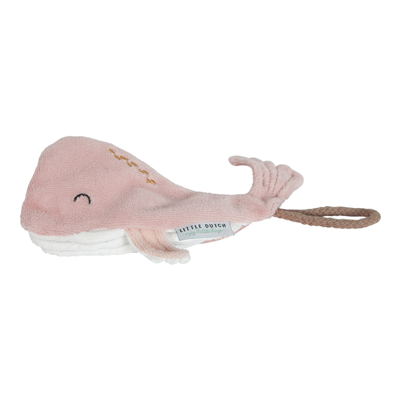 Schnullertuch mit Clip Walfisch Ocean rosa
