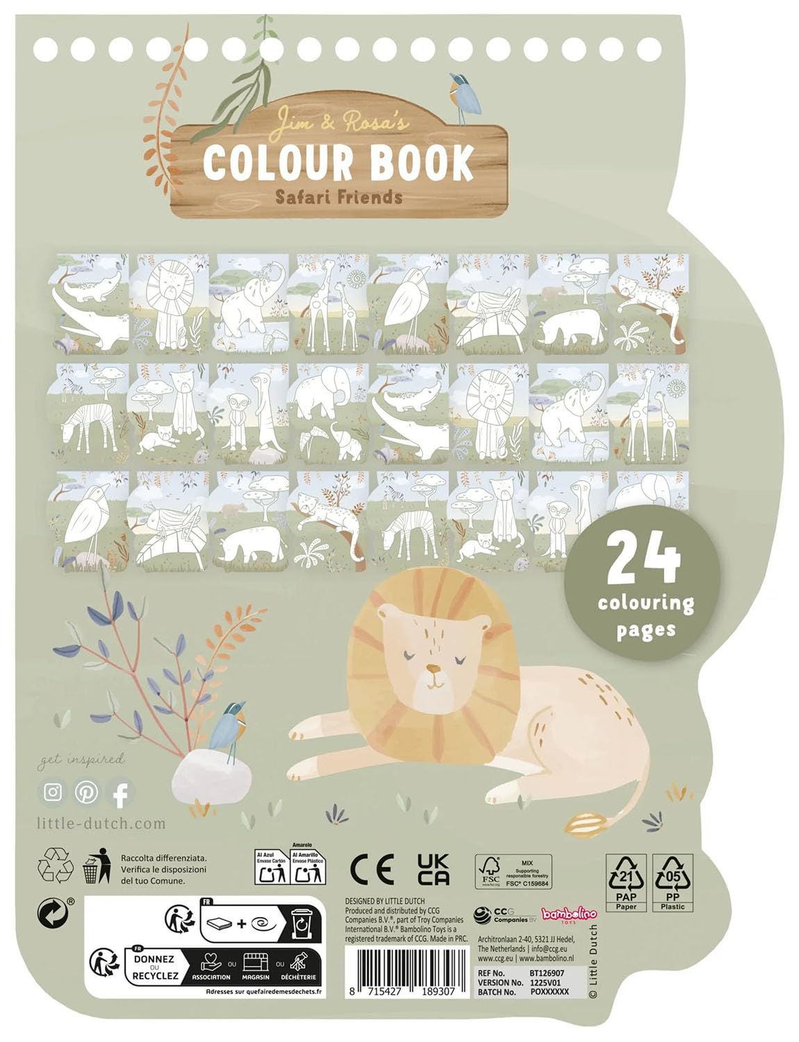 Malbuch / Colouring Book Löwe - Safari Friends grün