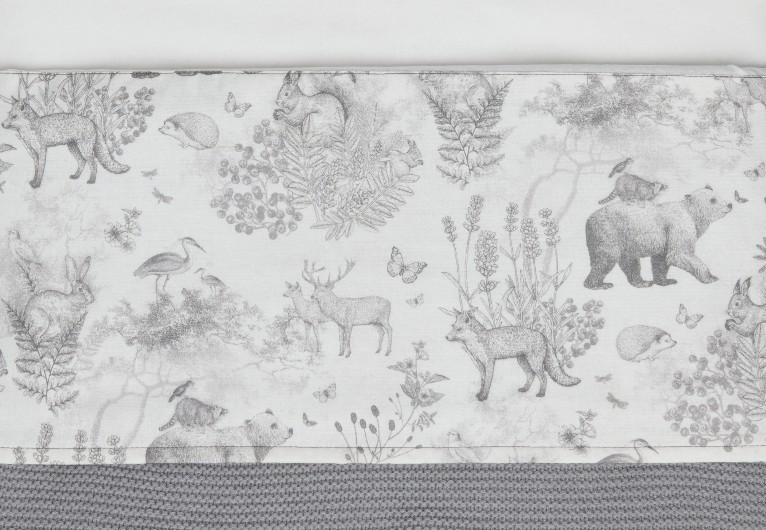 Bettlaken Wiegenlaken Pimpelmees Forest Animals / Waldtiere grau / weiß (75x100 cm)