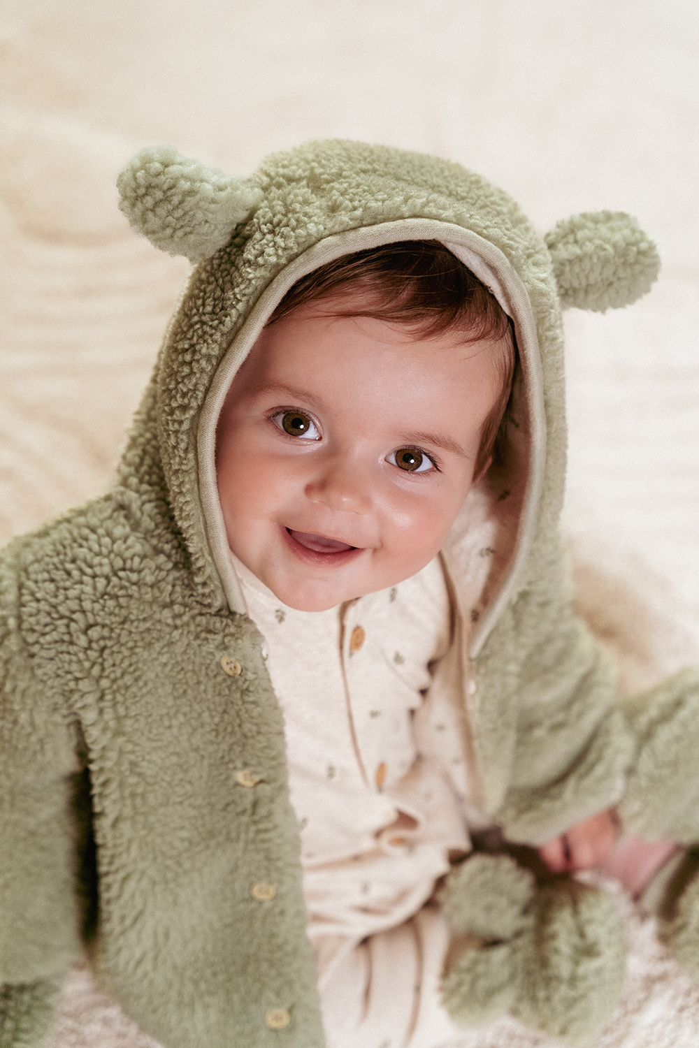 Jacke Teddyfell - Newborn Winter soft green (Gr. 74)
