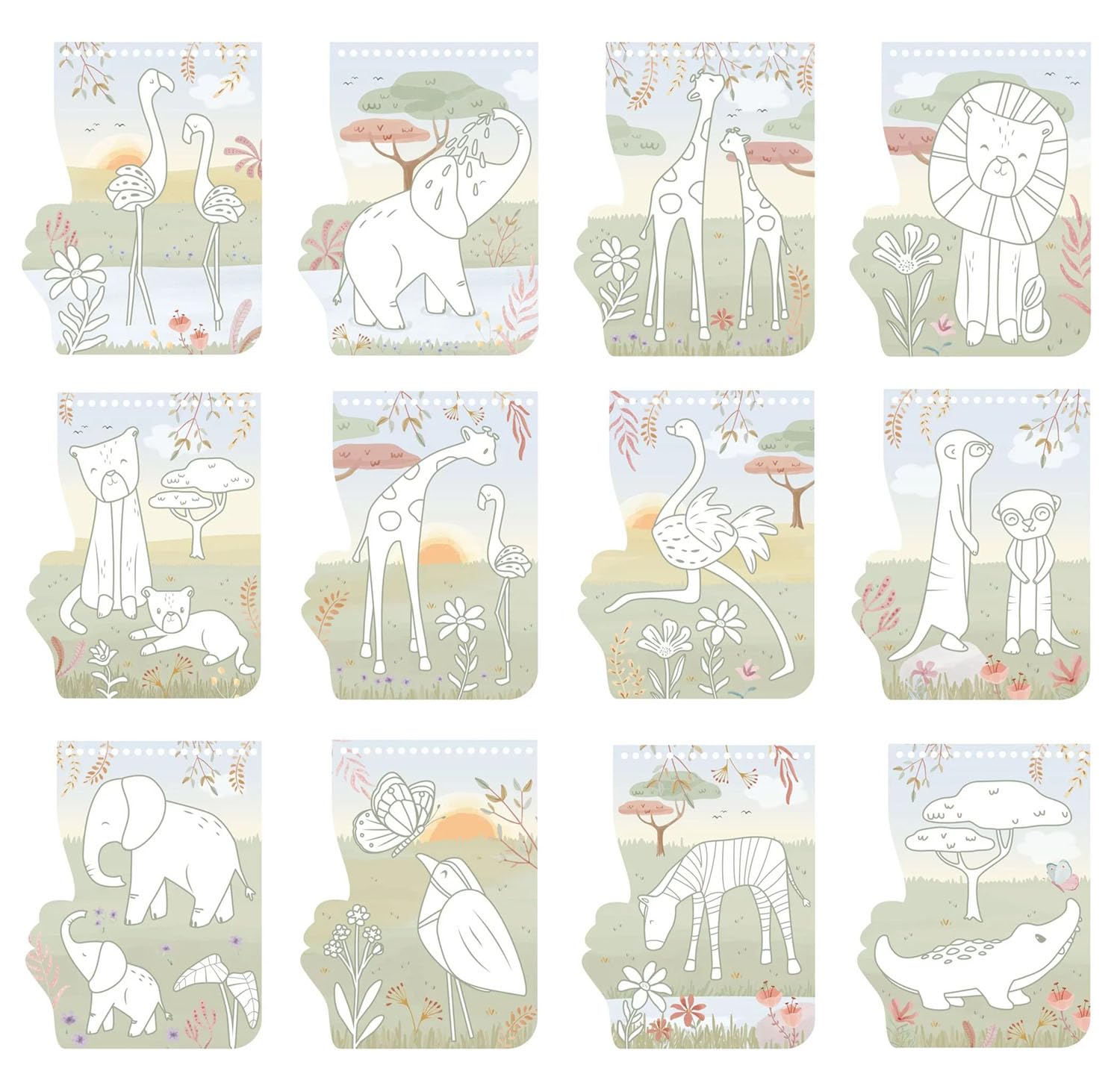 Malbuch / Colouring Book Flamingo - Safari Friends grün