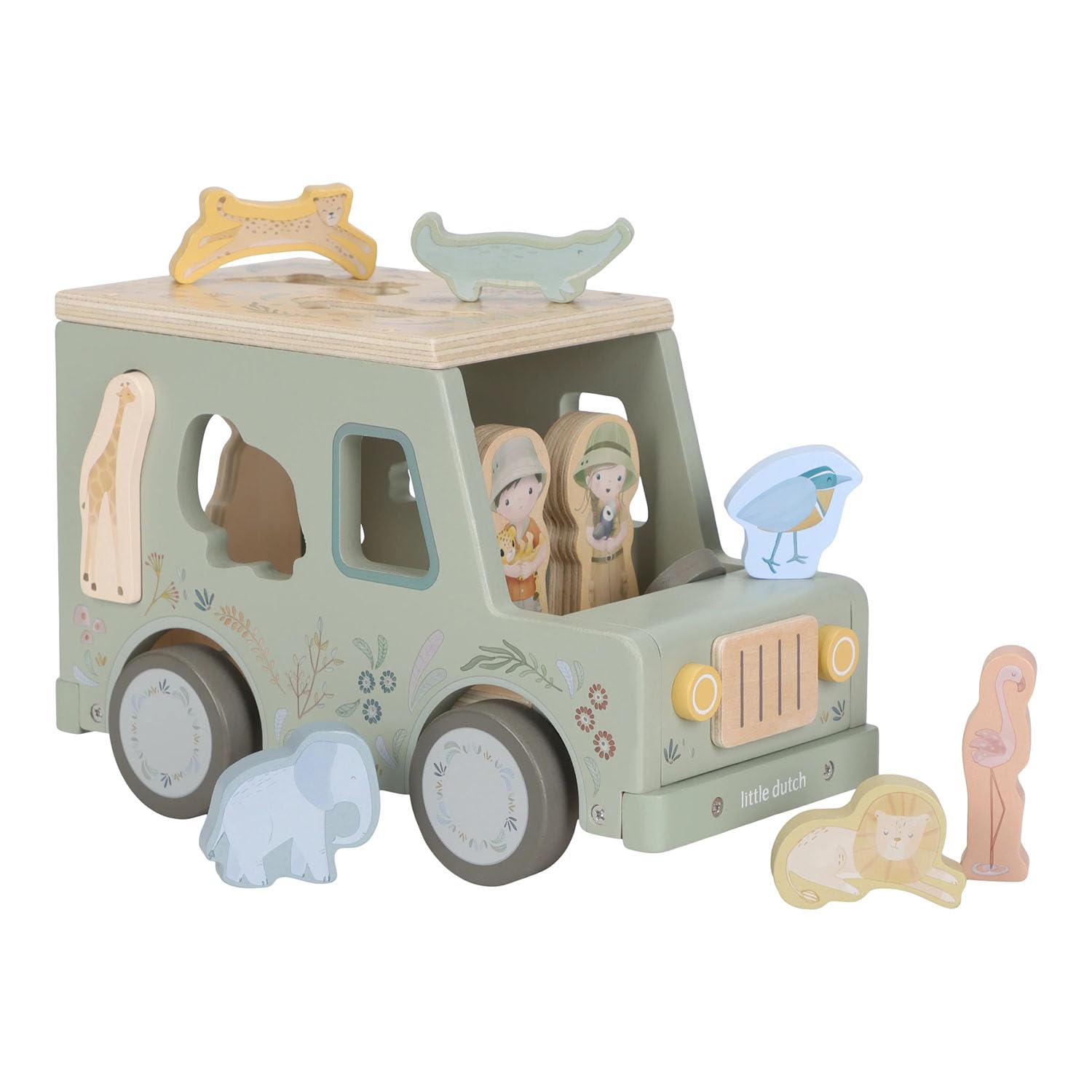 Holz Steckspiel Safari-Auto - Safari Fiends grün