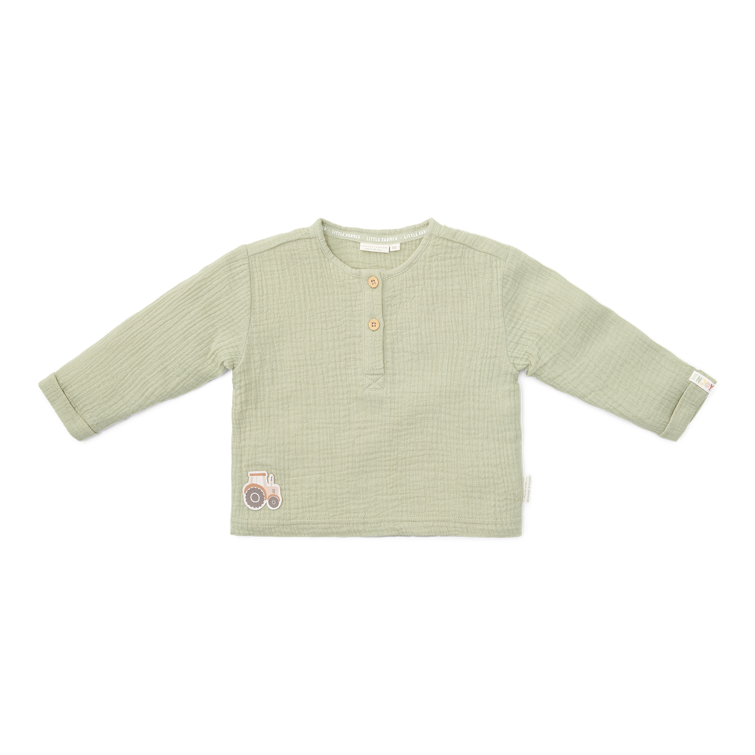 Long Sleeve Shirt / Langarmshirt Musselin Grass Green Little Farm grün (Gr. 80)