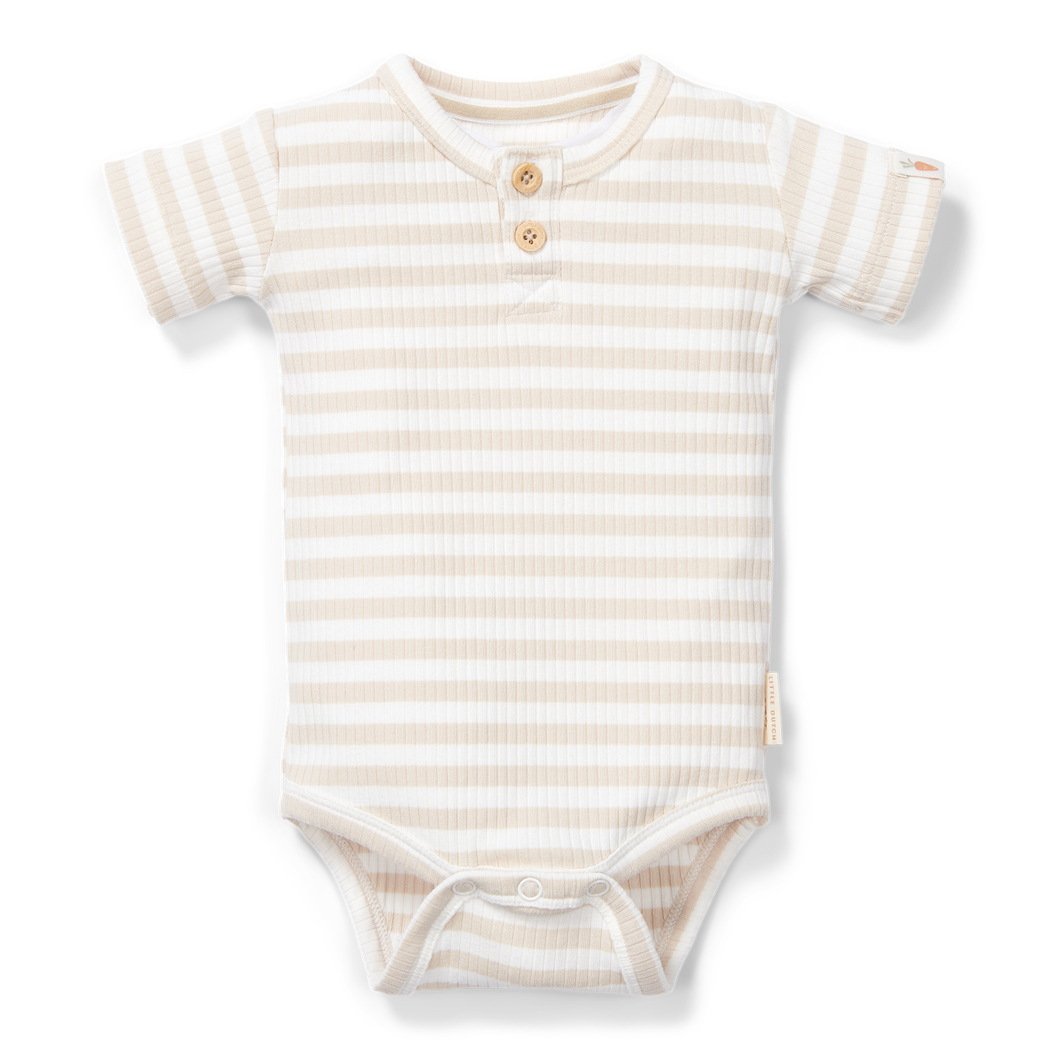 Body kurzarm gestreift - Newborn Naturals sand / weiß (Gr. 50)