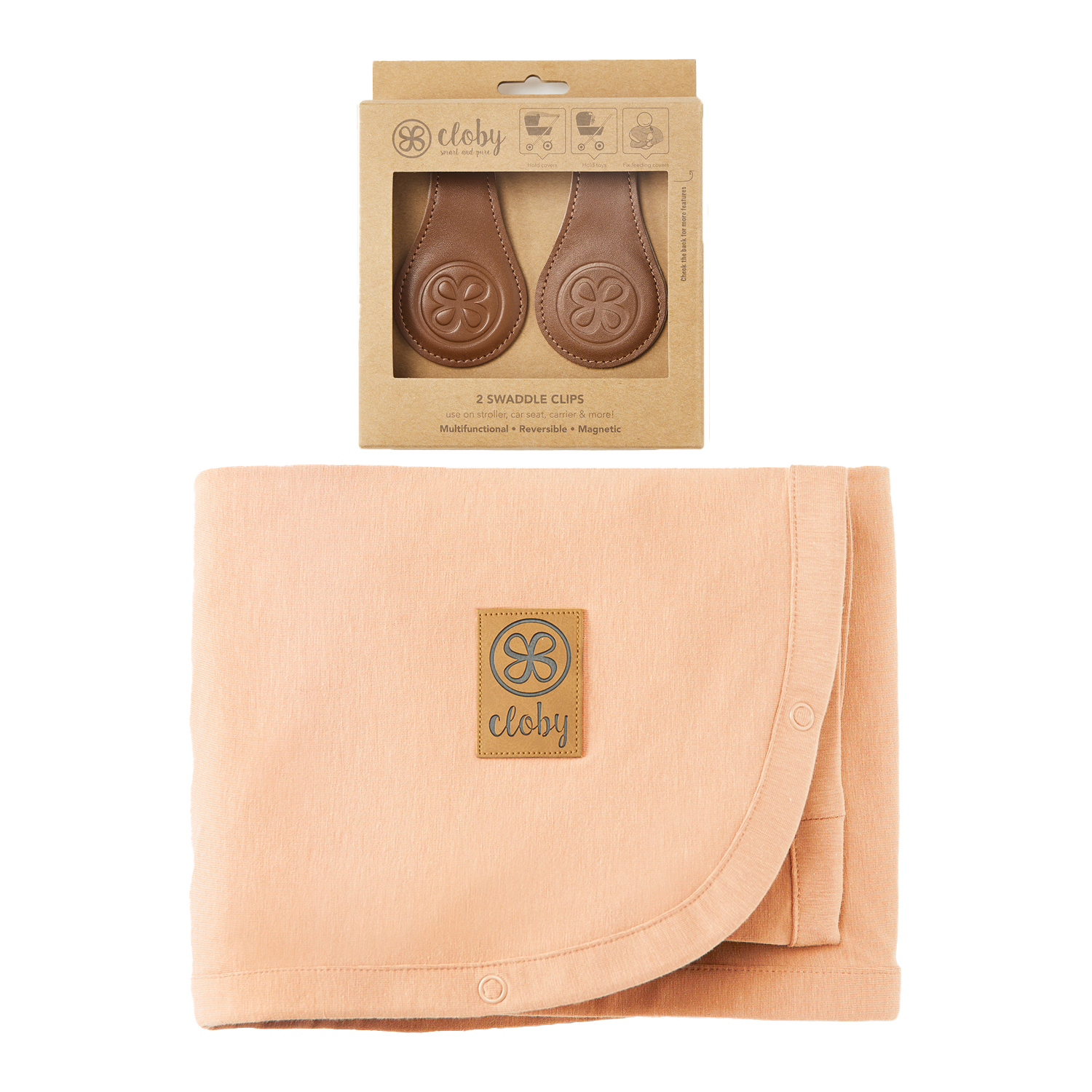 Set UV-Schutz-Decke Peachy Summer und magnetische Clips braun