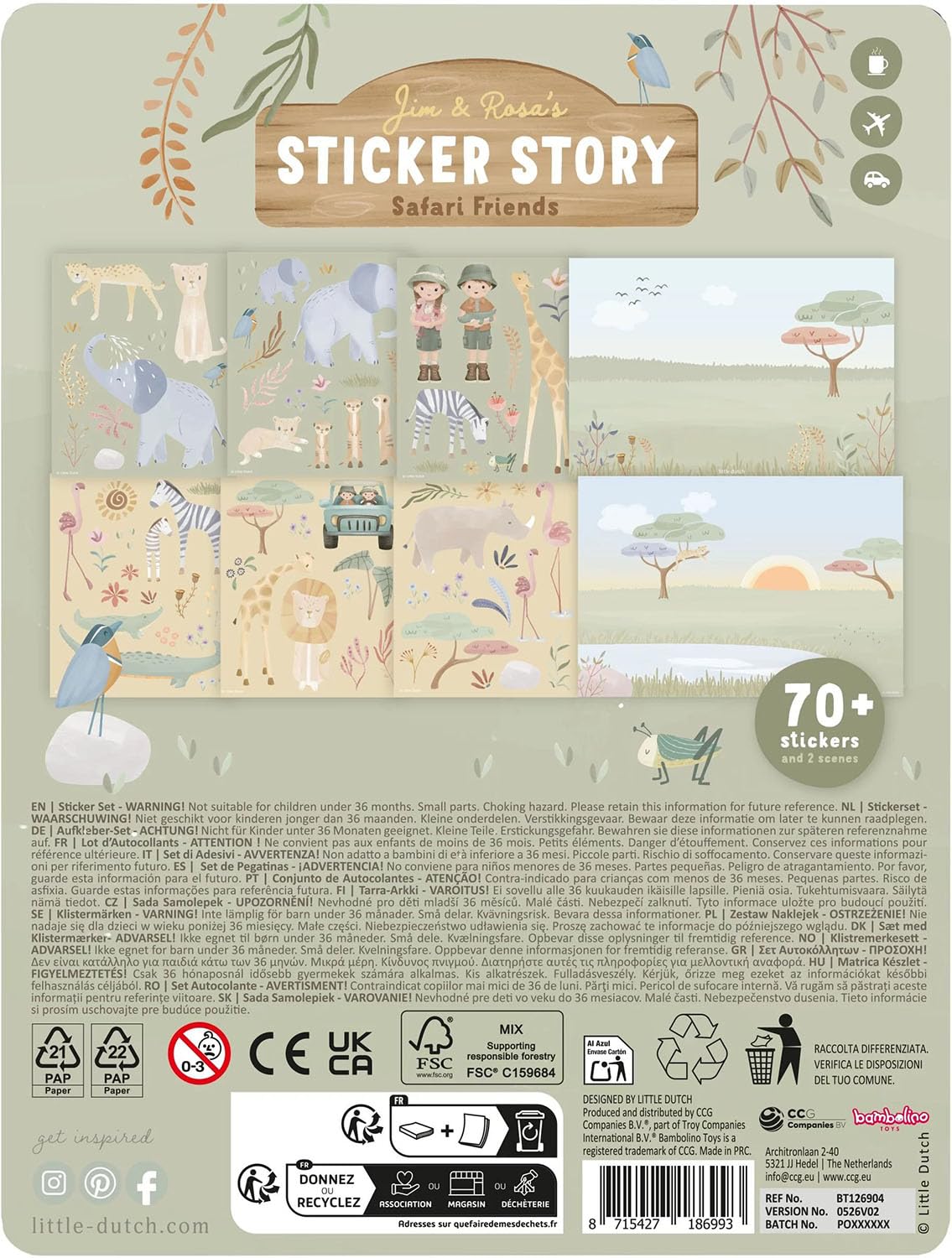 Aufkleber-/ Stickerset Sticker Story - Safari Friends