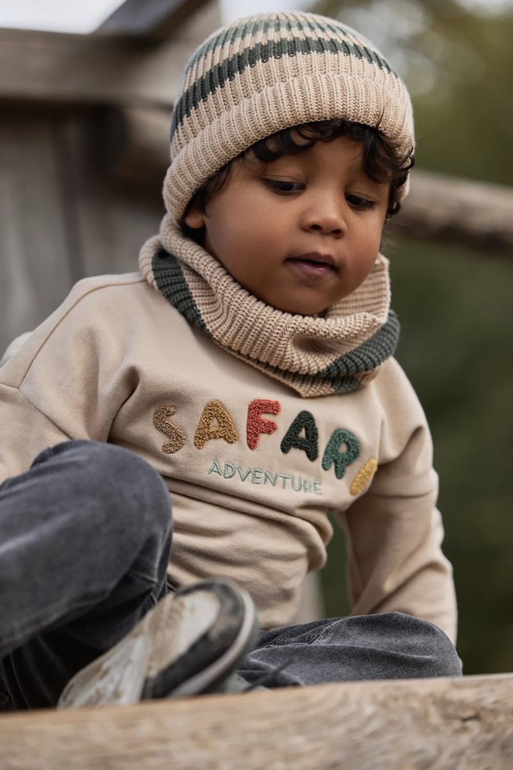 Mütze Strick Warm Taupe - Safari Friends beige (Gr. 74/86)
