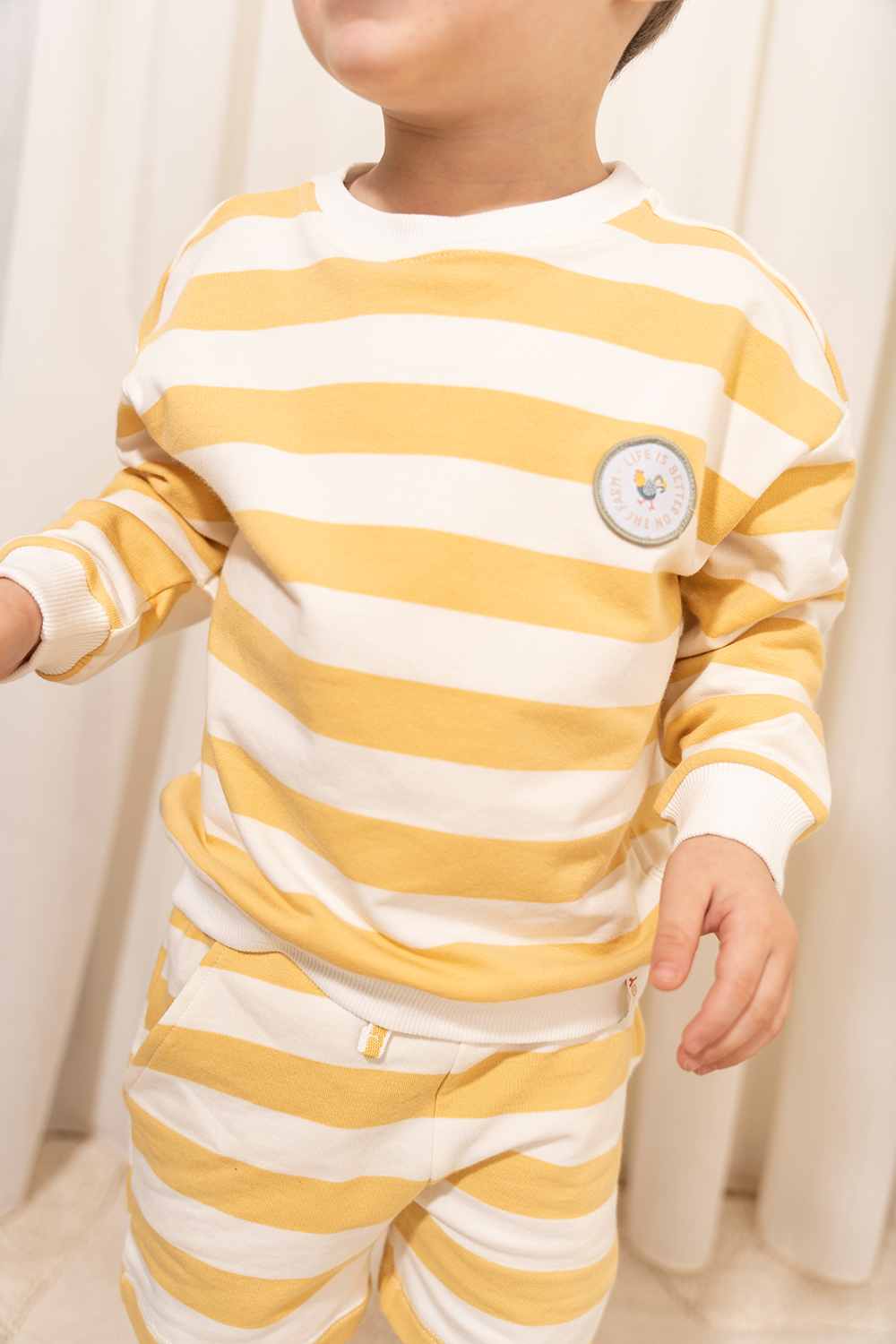 Long Sleeve Shirt / Pullover Sunny Yellow Stripes - Little Farm gelb / weiß (Gr. 92)