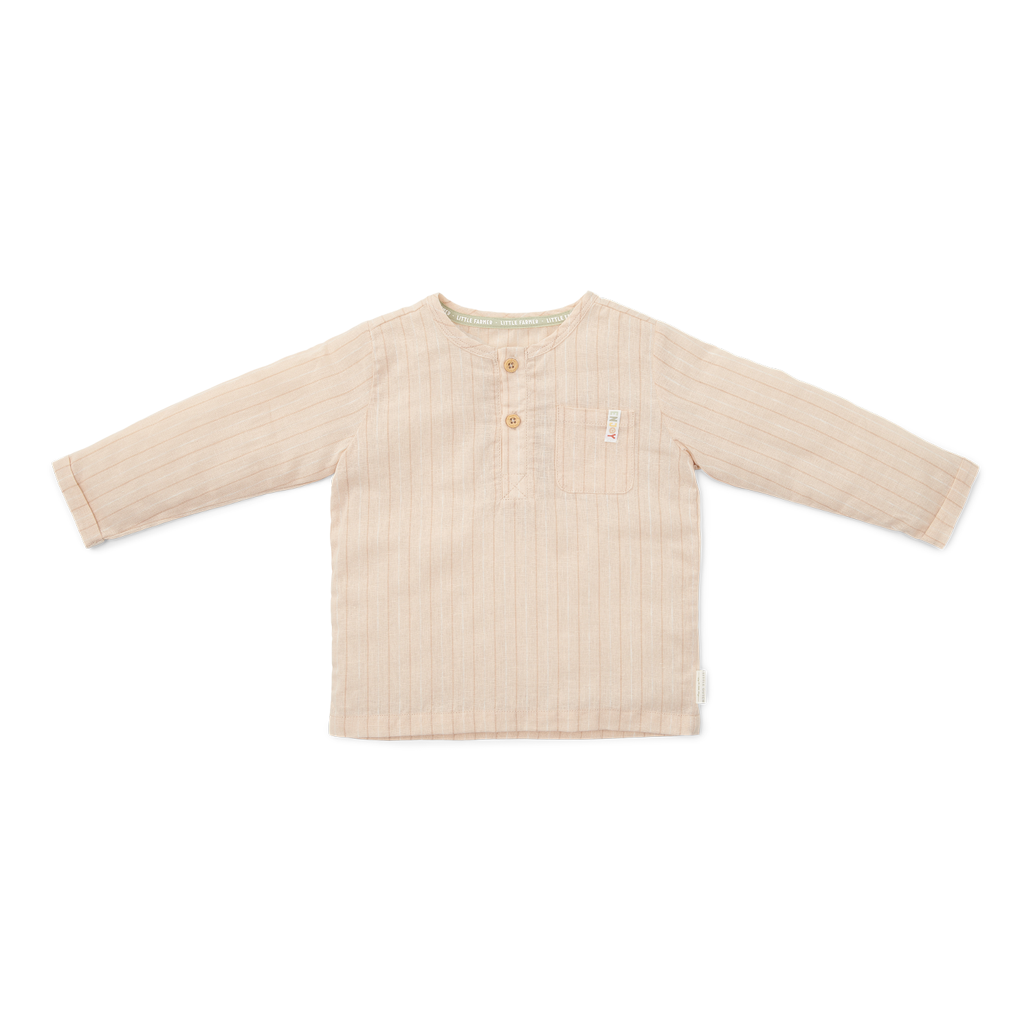 Leinenshirt Musselin Sand Stripes Little Farm beige (Gr. 74)