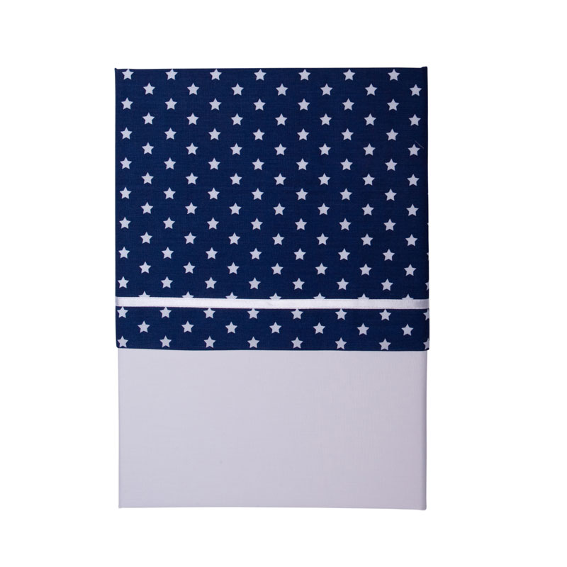 Kinderbettlaken blau mit weißen Sternen (110x140 cm)