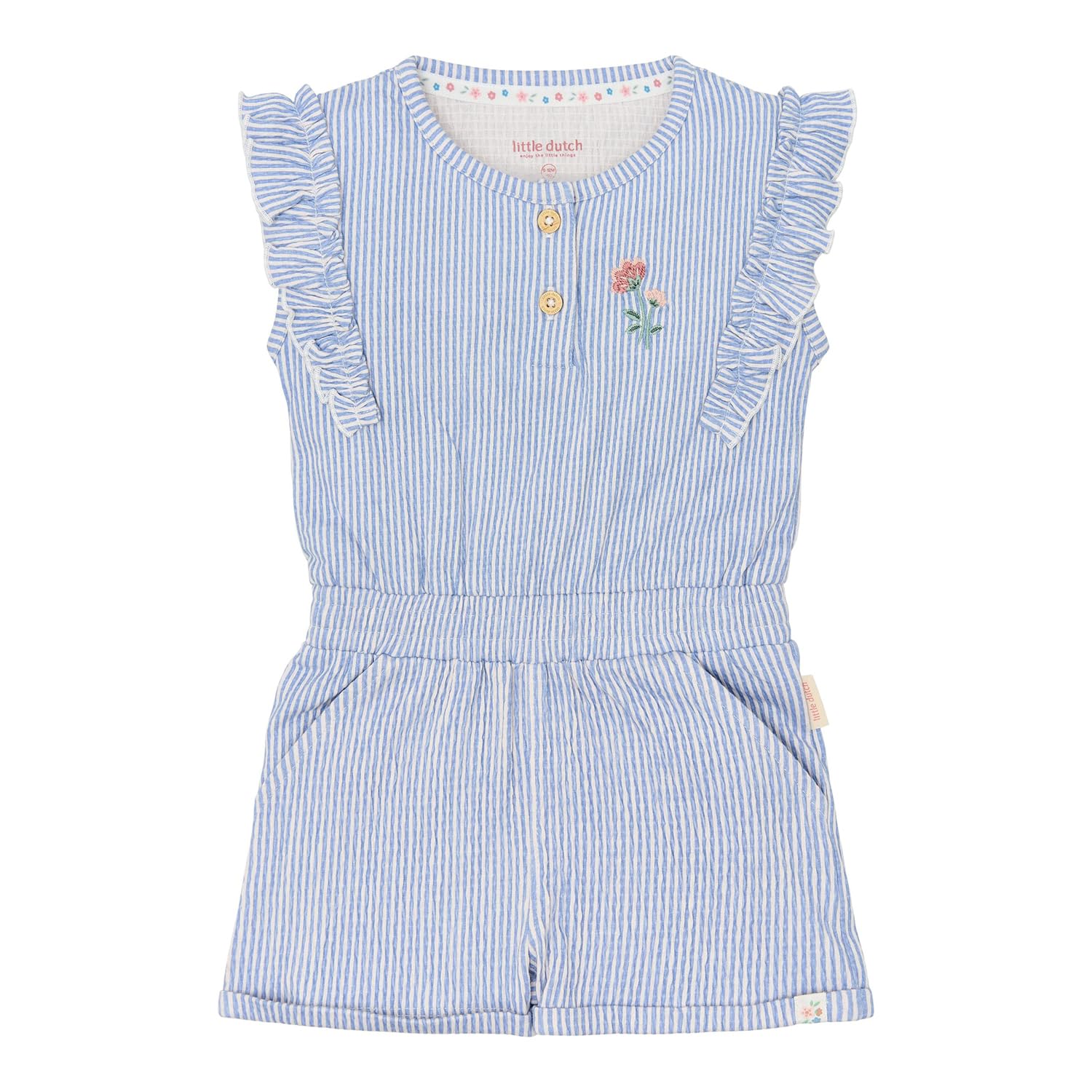 Jumpsuit ärmellos mit Rüschen Denim Blue Stripe - Fairy Garden blau / weiß (Gr. 74)