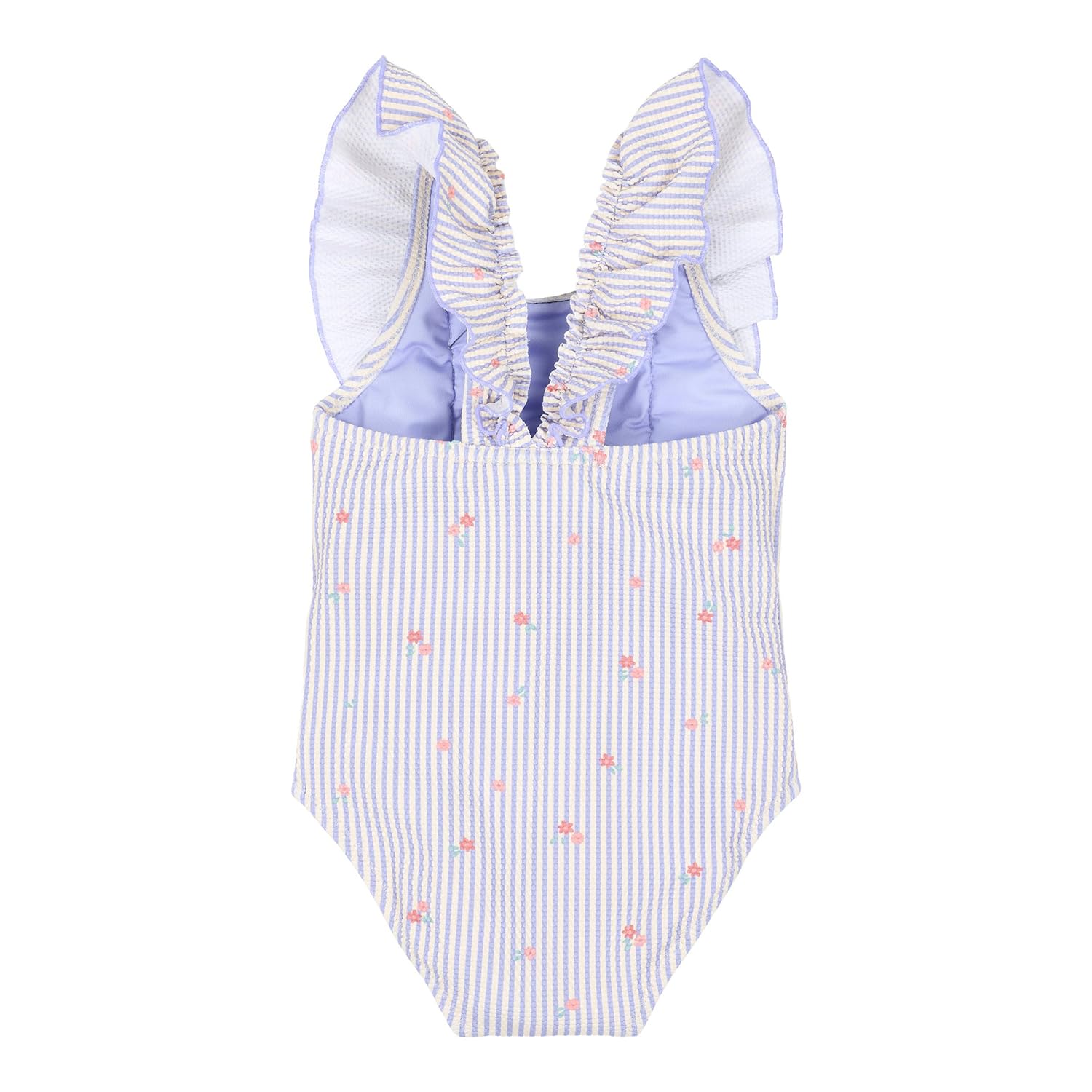 Badeanzug mit Rüschen ärmellos - Dreamy Stripes lila/weiß (Gr. 74/80)