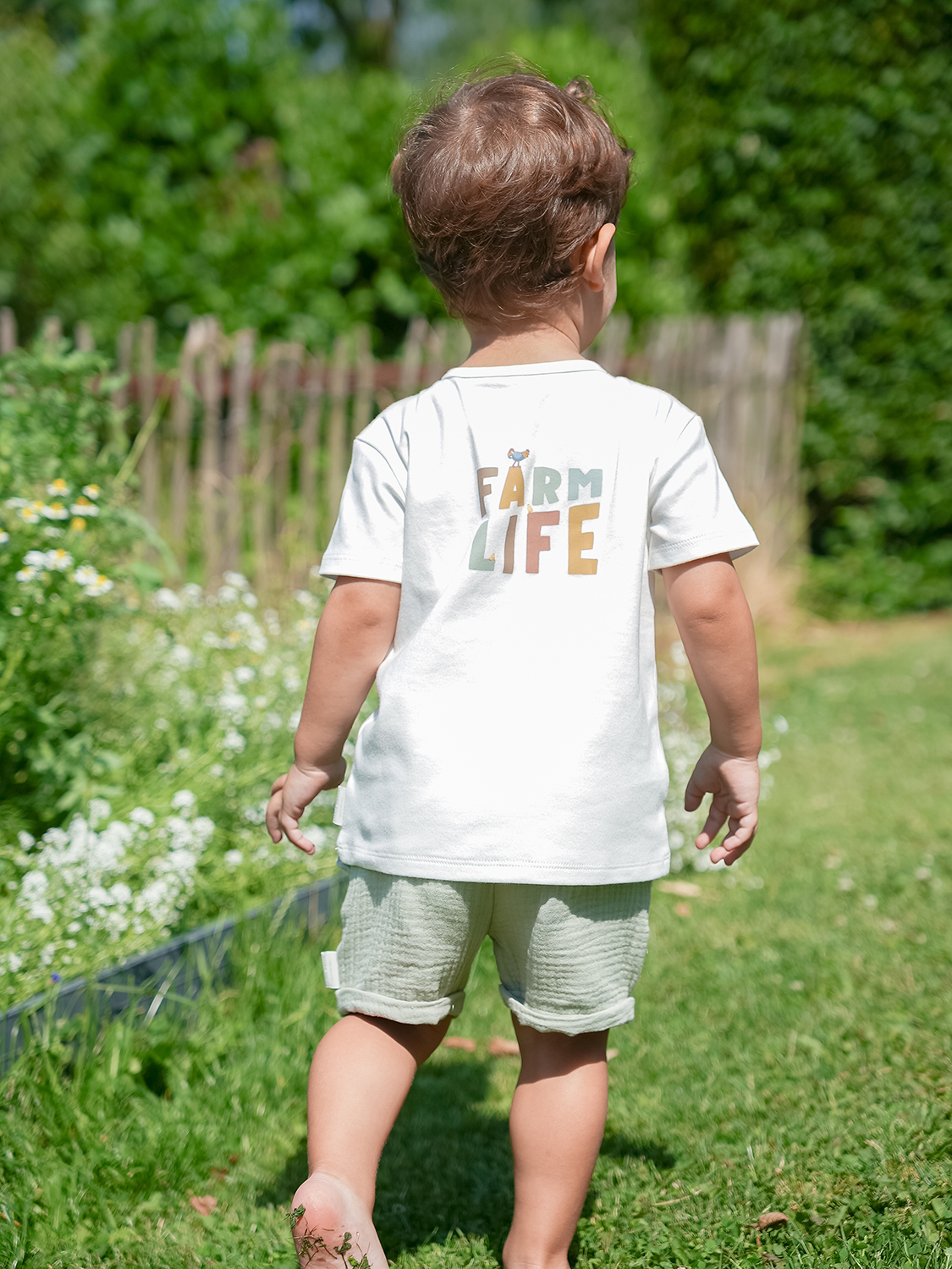 Kurze Hose / Shorts Musselin Grass Green - Little Farm grün (Gr. 98)