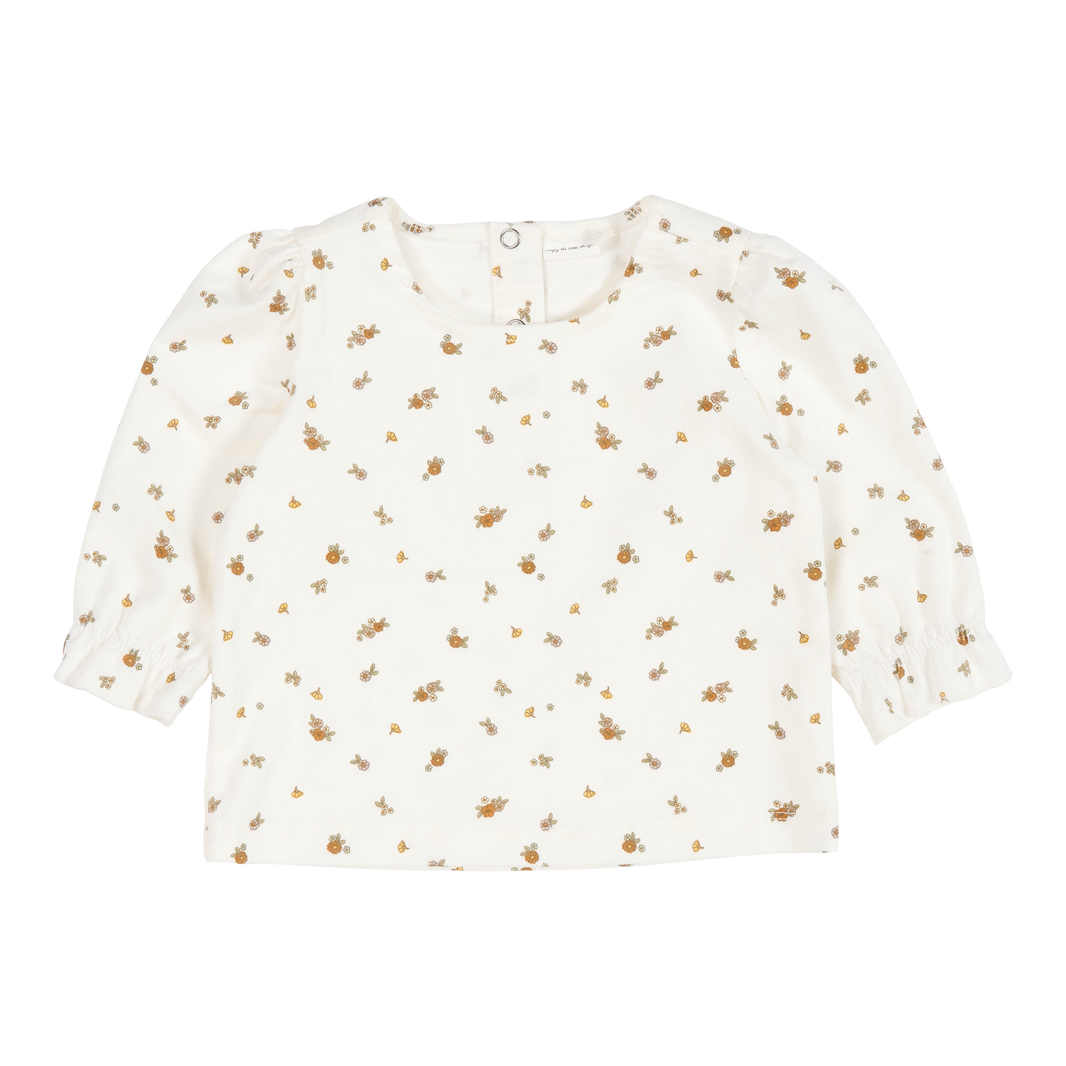 Long Sleeve Shirt / Langarmshirt mit Puffärmel weiße Blüten (Gr. 80)