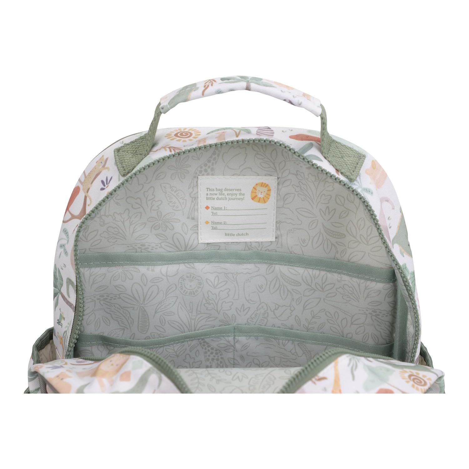 Kinderrucksack Tiere groß - Safari Friends weiß / grün