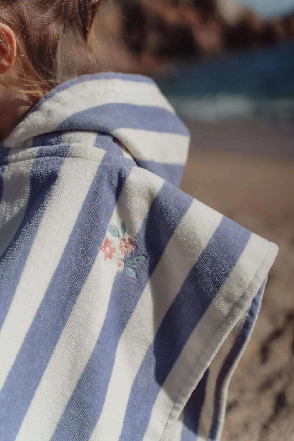 Badeponcho / Strandponcho - Dreamy Purple Stripe lila / weiß