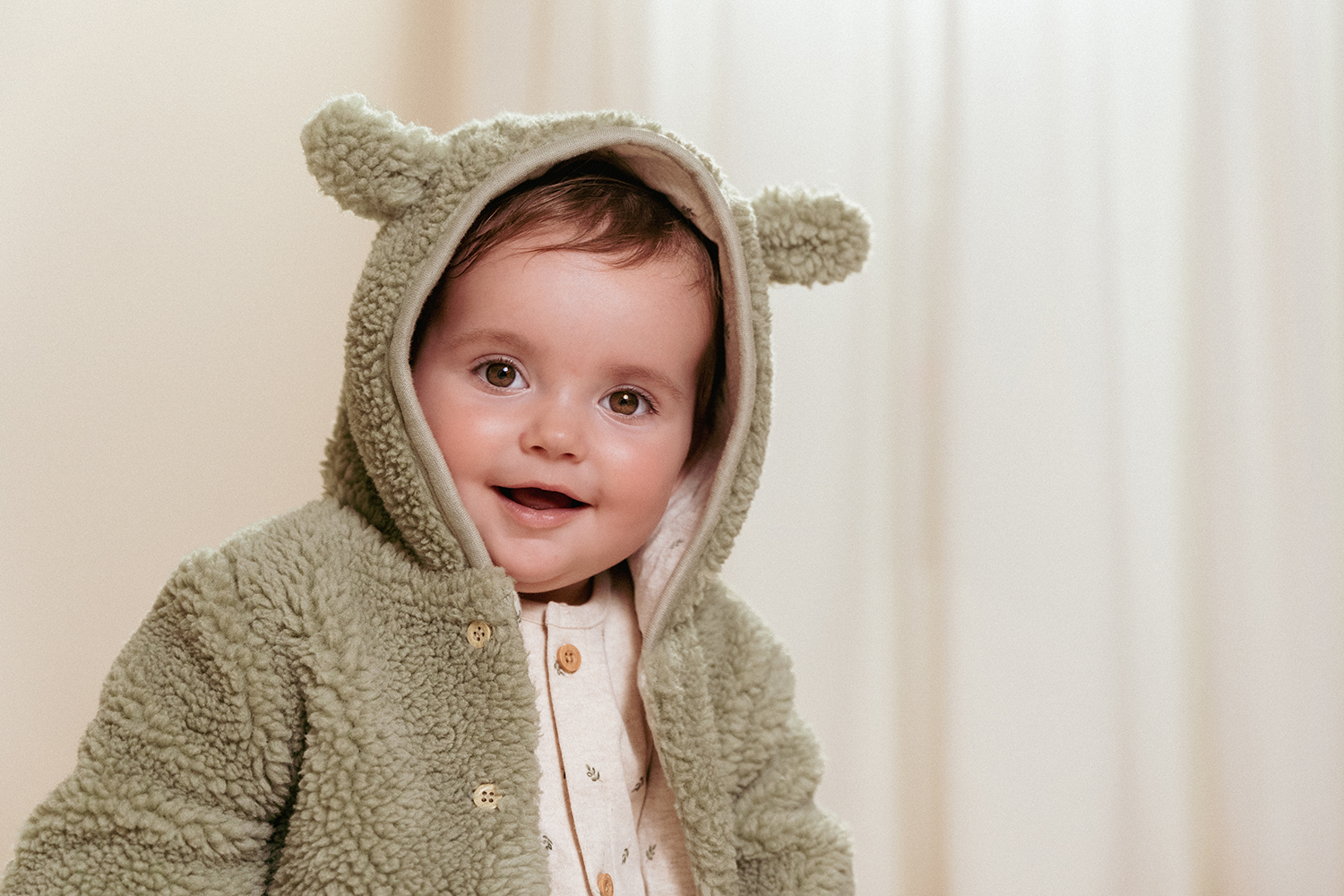 Jacke Teddyfell - Newborn Winter soft green (Gr. 74)