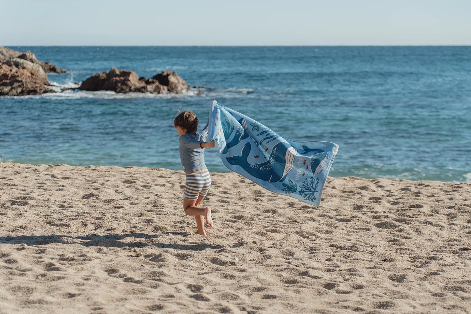 Handtuch / Strandhandtuch - Ocean World blau (60x120 cm)