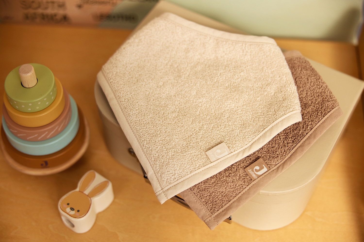 Bandana Lätzchen Halstuch 2er Set Frottee - Sand / Milky Coffee - beige / braun
