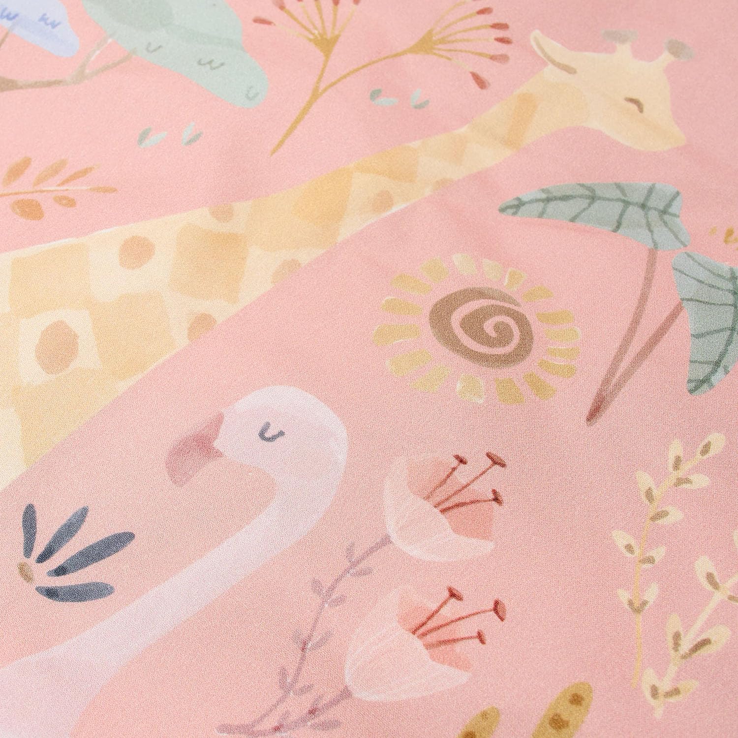 Kinderbettwäsche Blooming Safari - Safari Friends rosa (140x200 cm + 60x70 cm)